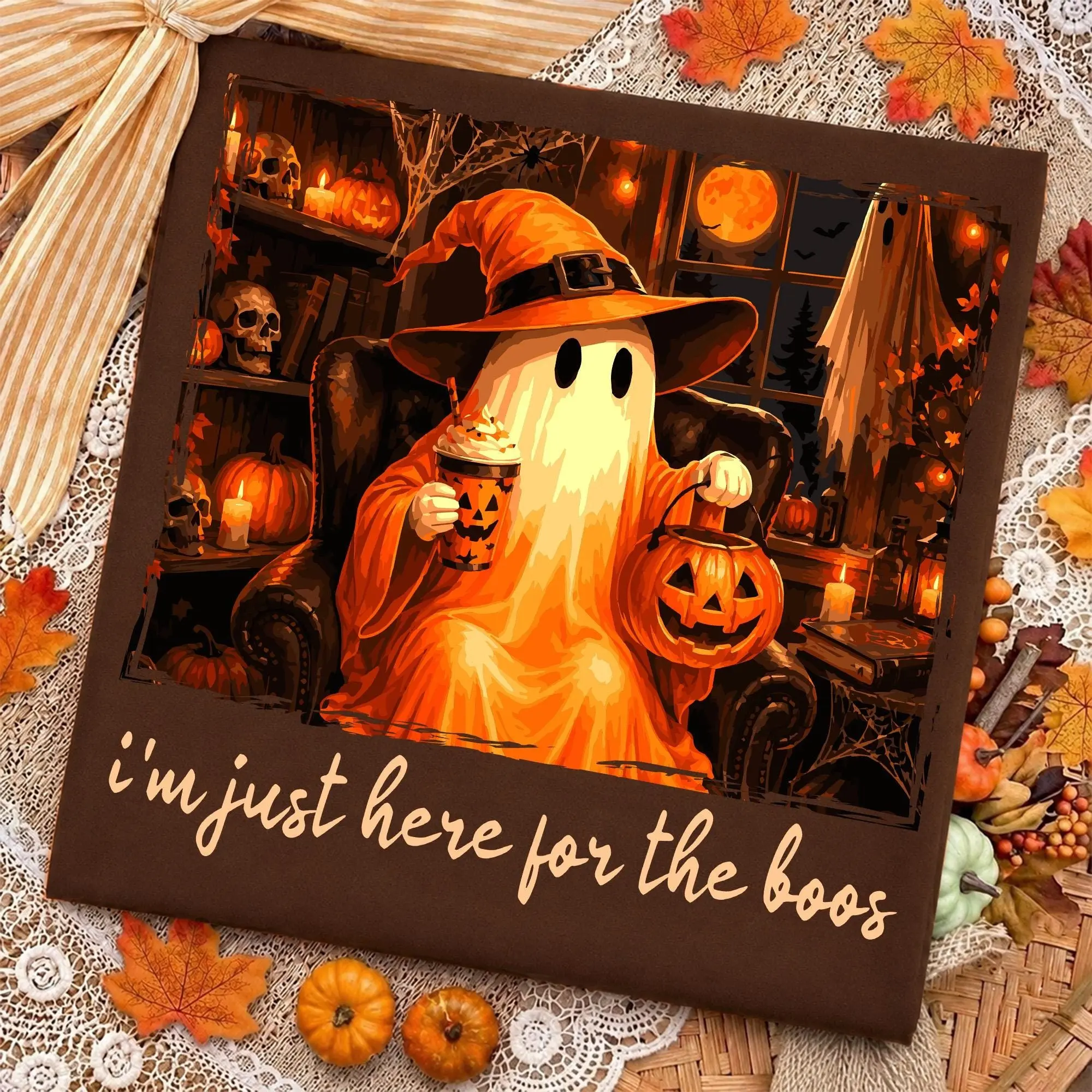 Comfort Colors Just Here for the Boos Shirt, Funny Spooky Cute Halloween Humor Graphic Tee