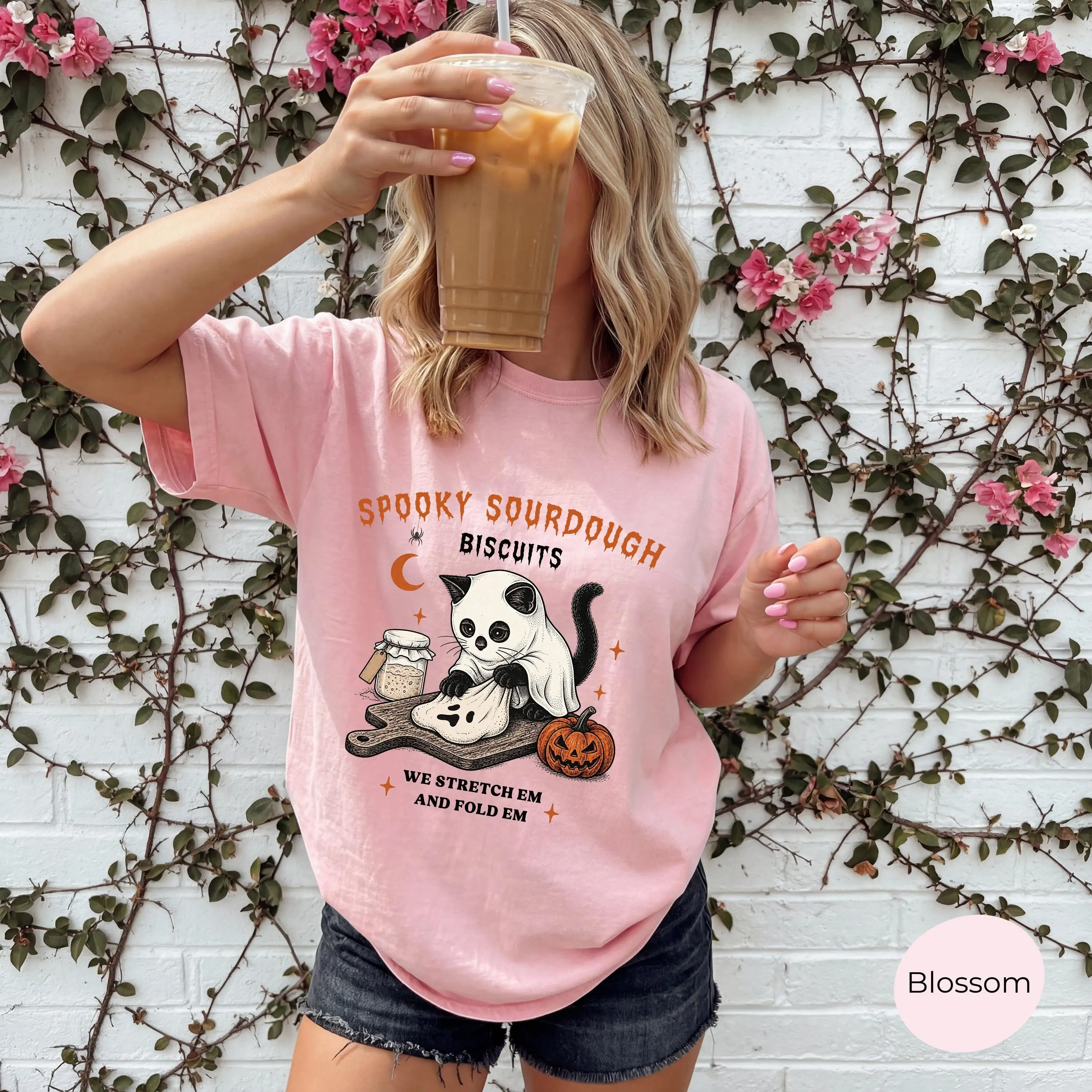 Comfort Colors Spooky Sourdough Biscuits Cat Shirt, Funny Baking Halloween Season Baker Tee - photo 5