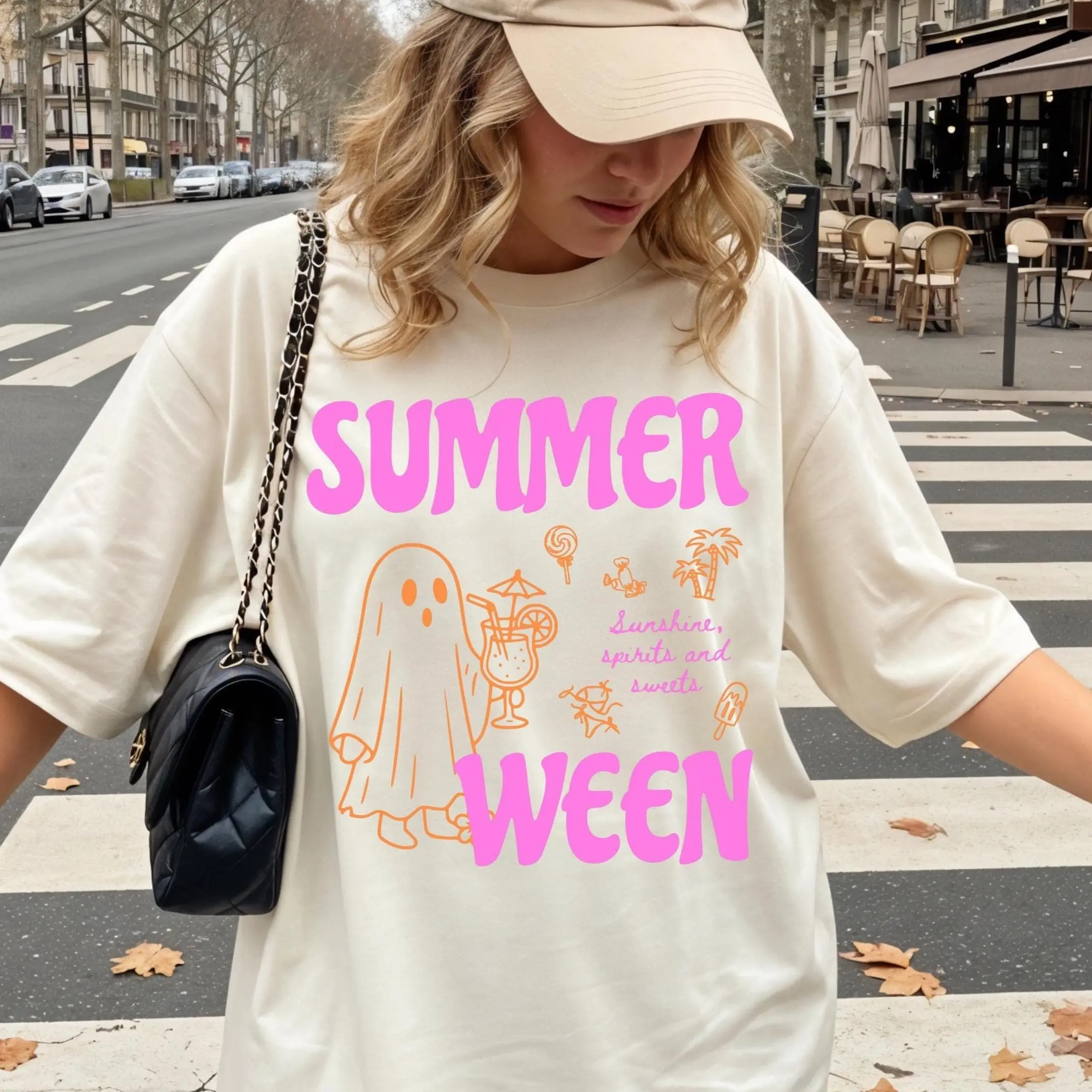 Comfort Colors Funny Summerween Shirt, Cute Ghost Tee, Trendy Summer Halloween Top, Spooky Retro Beach Lover Gift for Women