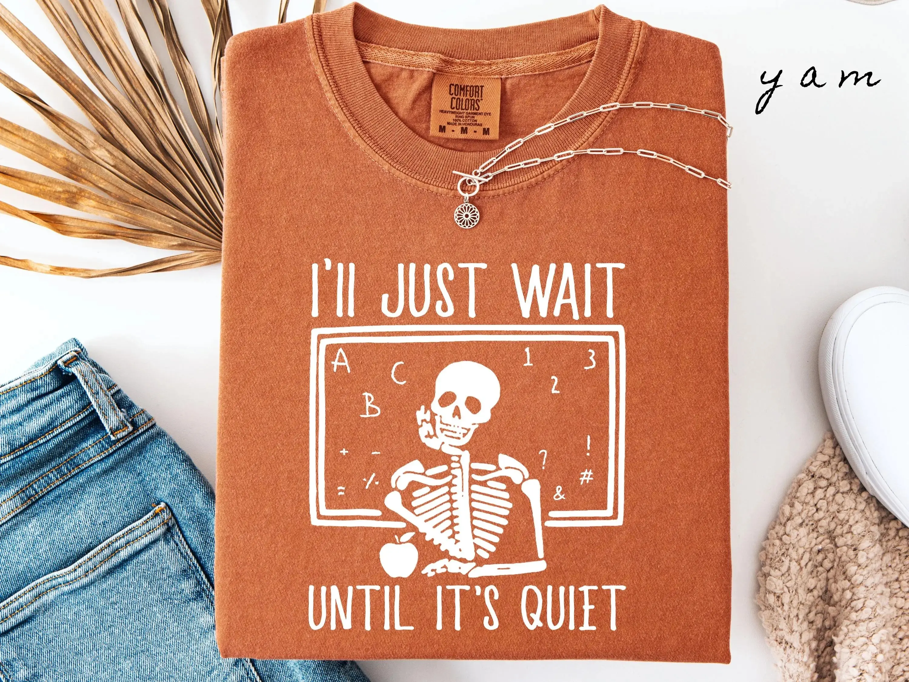 Comfort Colors I'll Just Wait Until Quiet Shirt, Funny Skeleton Skull Halloween Teacher Graphic Tee Gift - photo 2