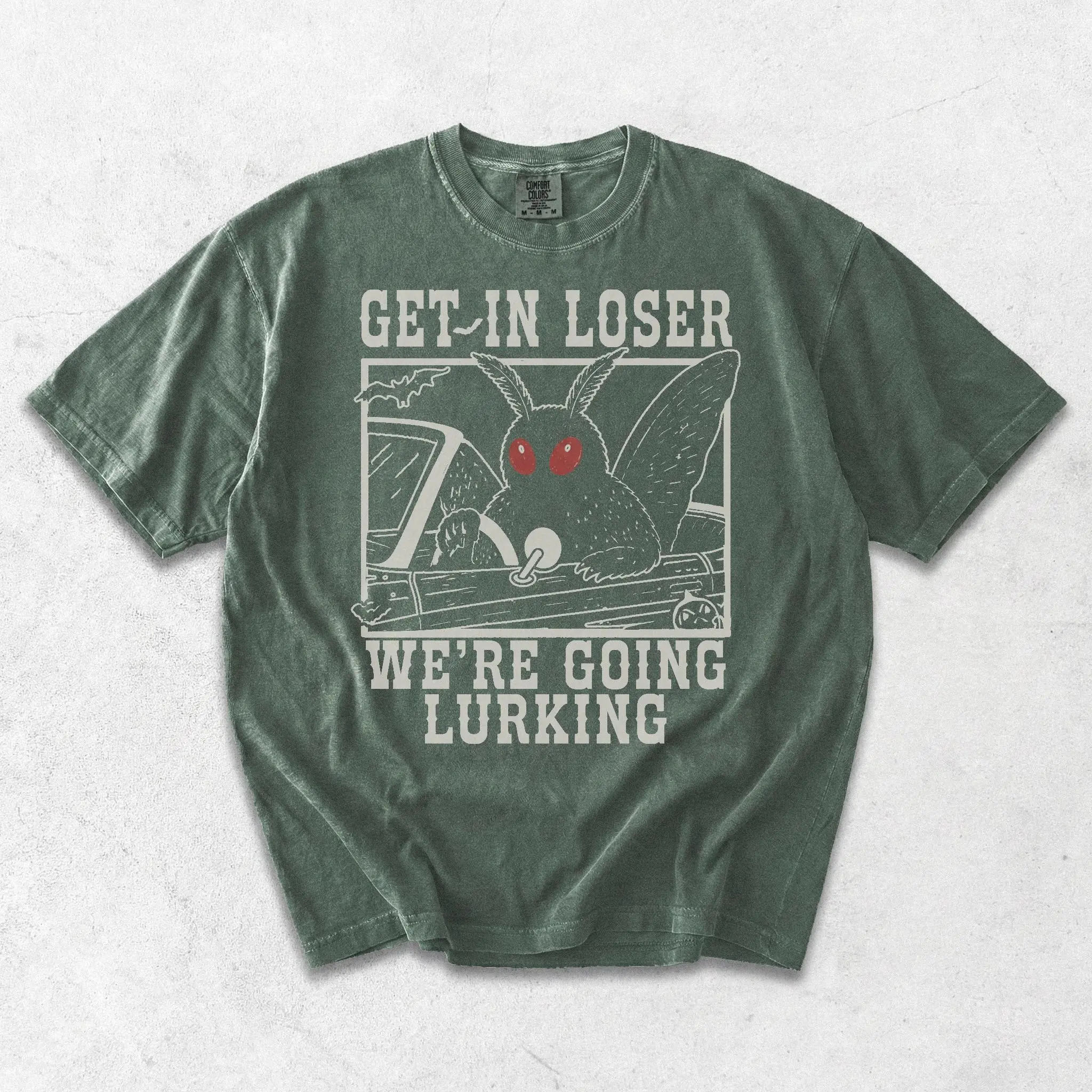 Comfort Colors Get In Loser Mothman Tee, Vintage Funny Cryptid Creatures Halloween Gift Shirt