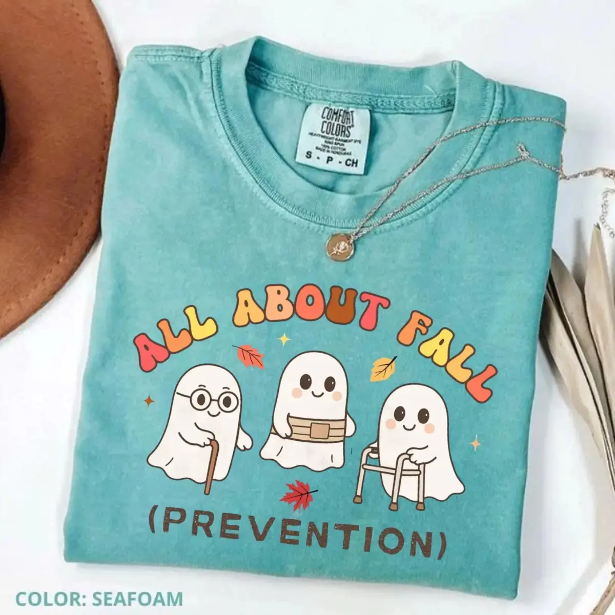 Comfort Colors Ghost All About Fall Prevention Shirt, Occupational Therapy Halloween Teacher Tee