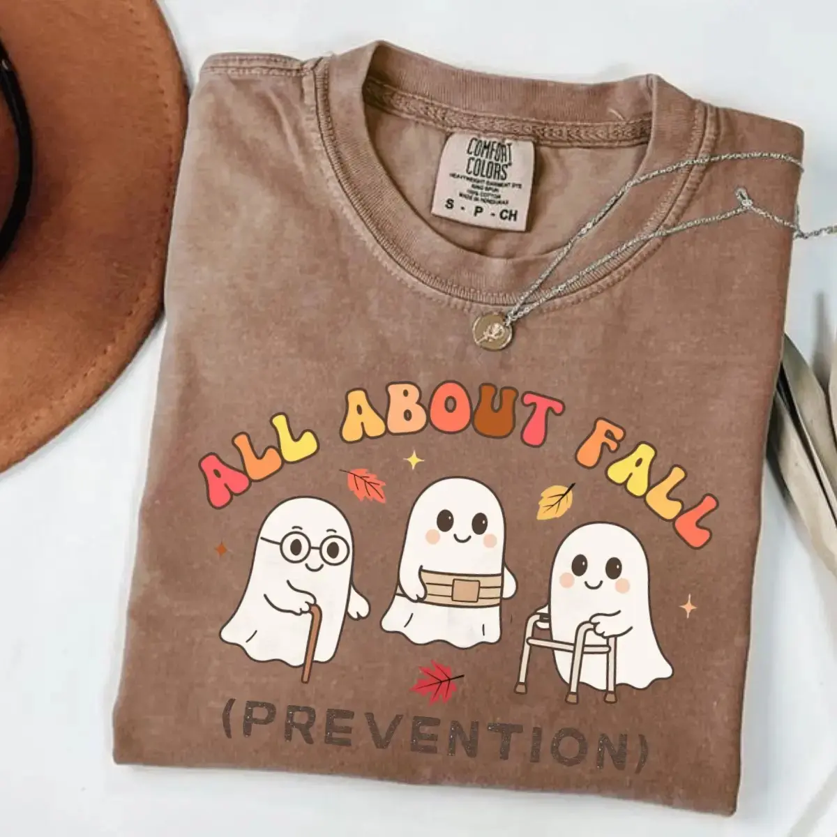 Comfort Colors Ghost All About Fall Prevention Shirt, Occupational Therapy Halloween Teacher Tee - photo 4