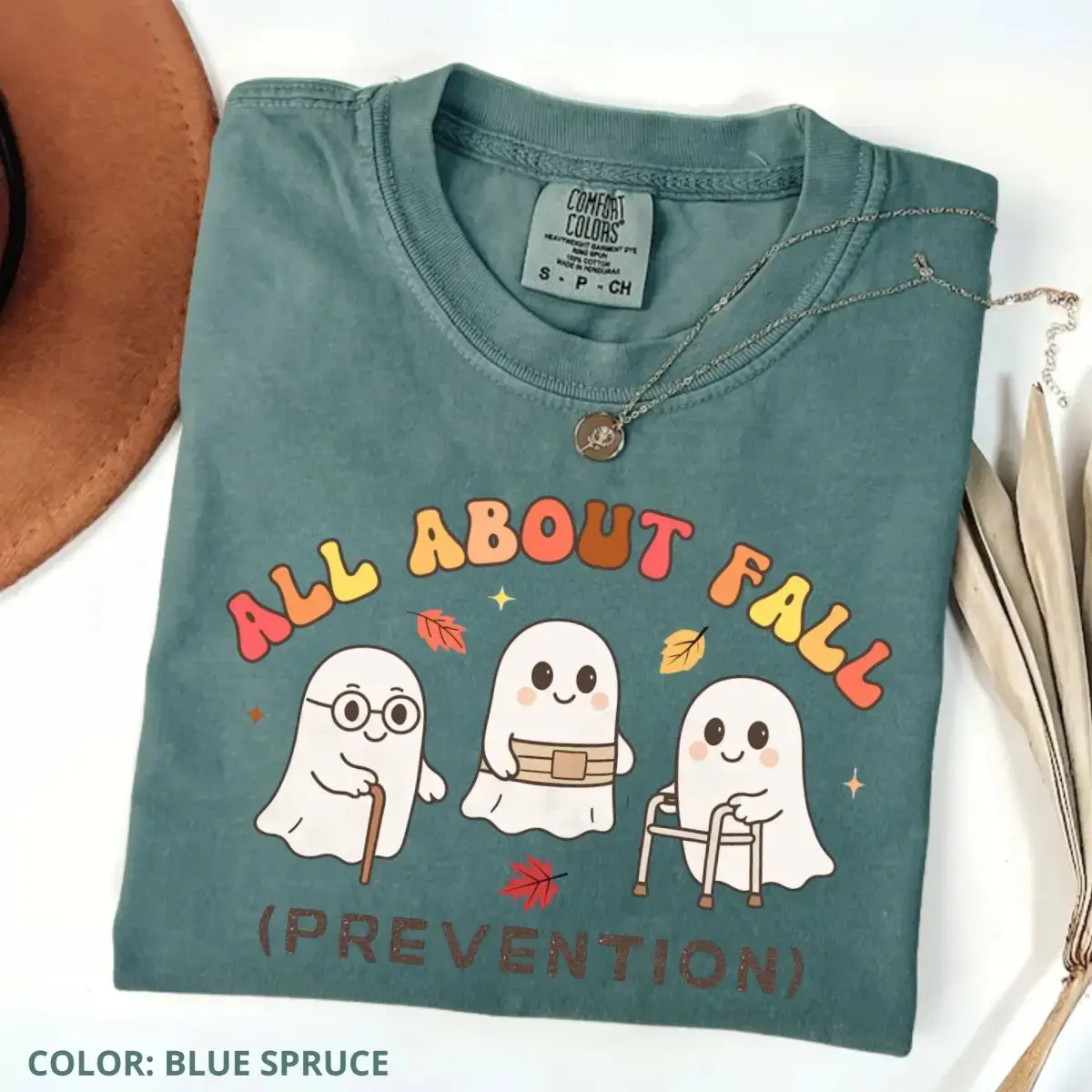 Comfort Colors Ghost All About Fall Prevention Shirt, Occupational Therapy Halloween Teacher Tee - photo 5