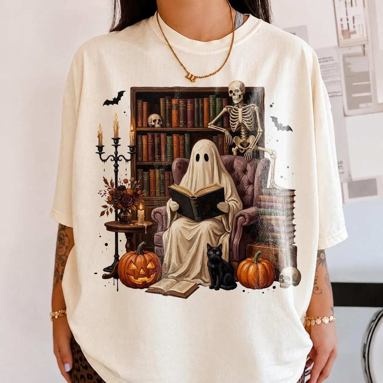 Comfort Colors Ghost Reader Shirt, Boo Reading Graphic Tee, Halloween Book Lover Fall Gift