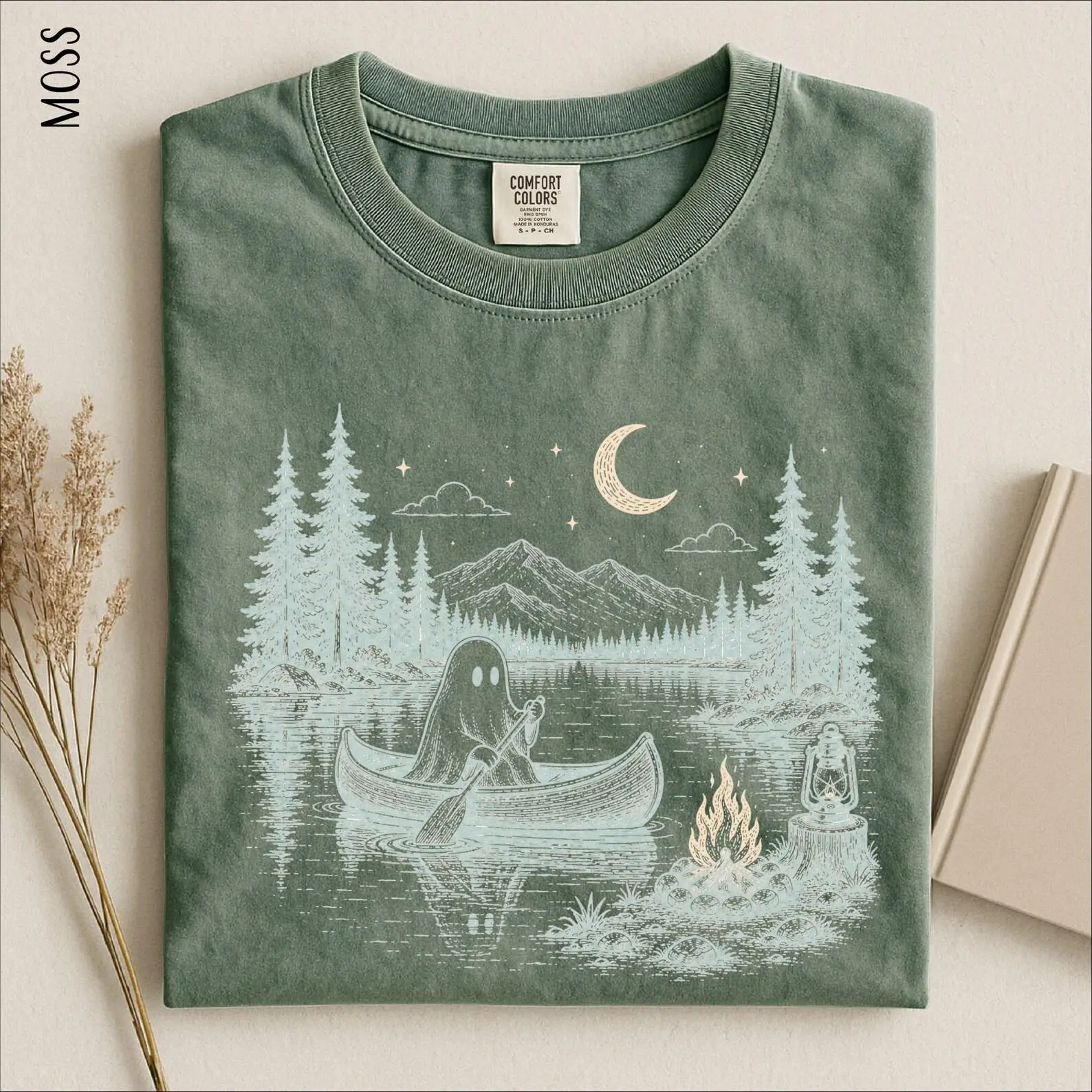 Comfort Colors Ghost Canoe Camping Sweatshirt, Spooky Lake Adventure Halloween Camp Top - photo 5