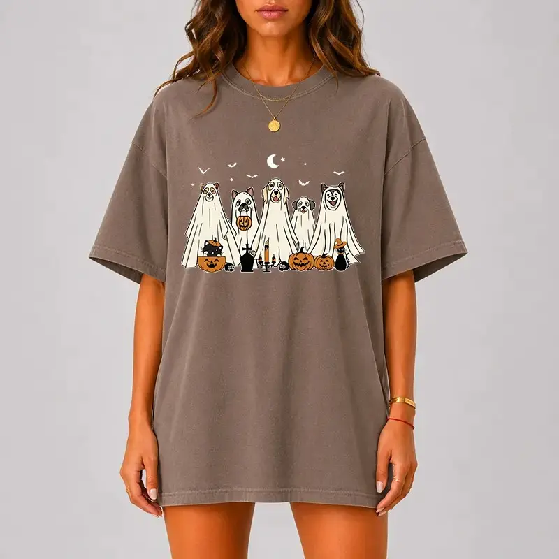 Comfort Colors Ghost Dog Halloween Shirt, Cute Lover Tee, Spooky Puppy Graphic Pet Fall Womens Gift Top