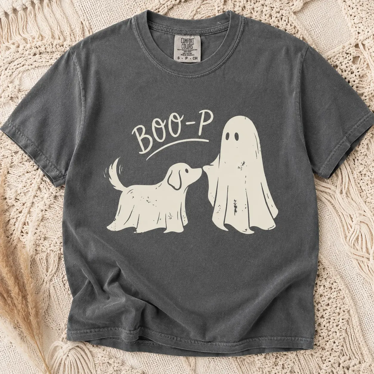 Comfort Colors Ghost Dog Nose Boo-P Shirt, Cute Spooky Halloween Party October Autumn Pet Mom Gift Tee