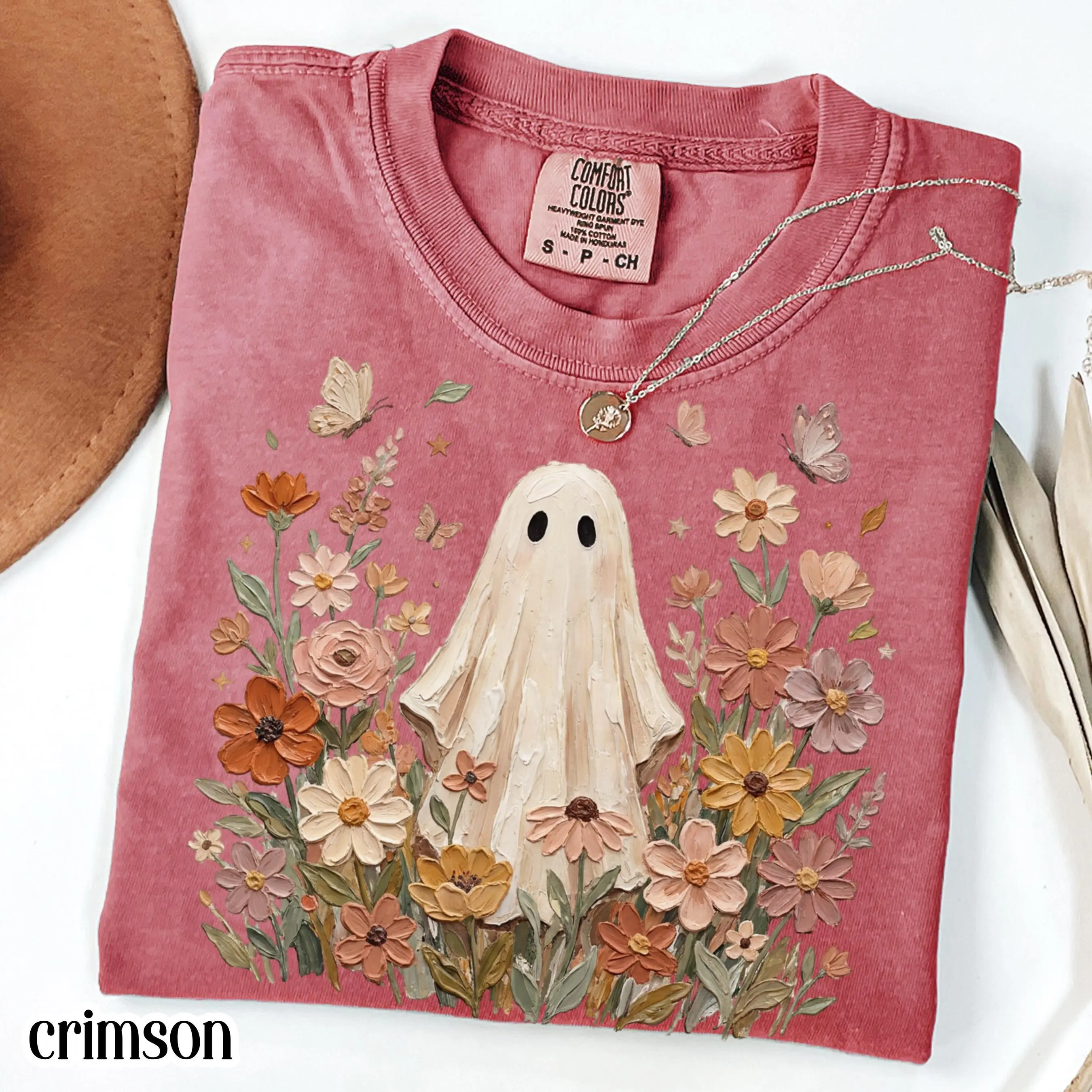 Comfort Colors Ghost Fall Shirt, Floral Boho Cozy Pumpkin Tee, Vintage Autumn Flowers Thanksgiving Lover Gift - photo 5
