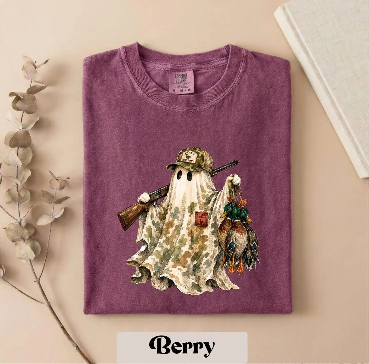 Comfort Colors Ghost Hunter Halloween Sweatshirt, Spooky Season Fall Vibes Crewneck, Camping Duck Gift - photo 2
