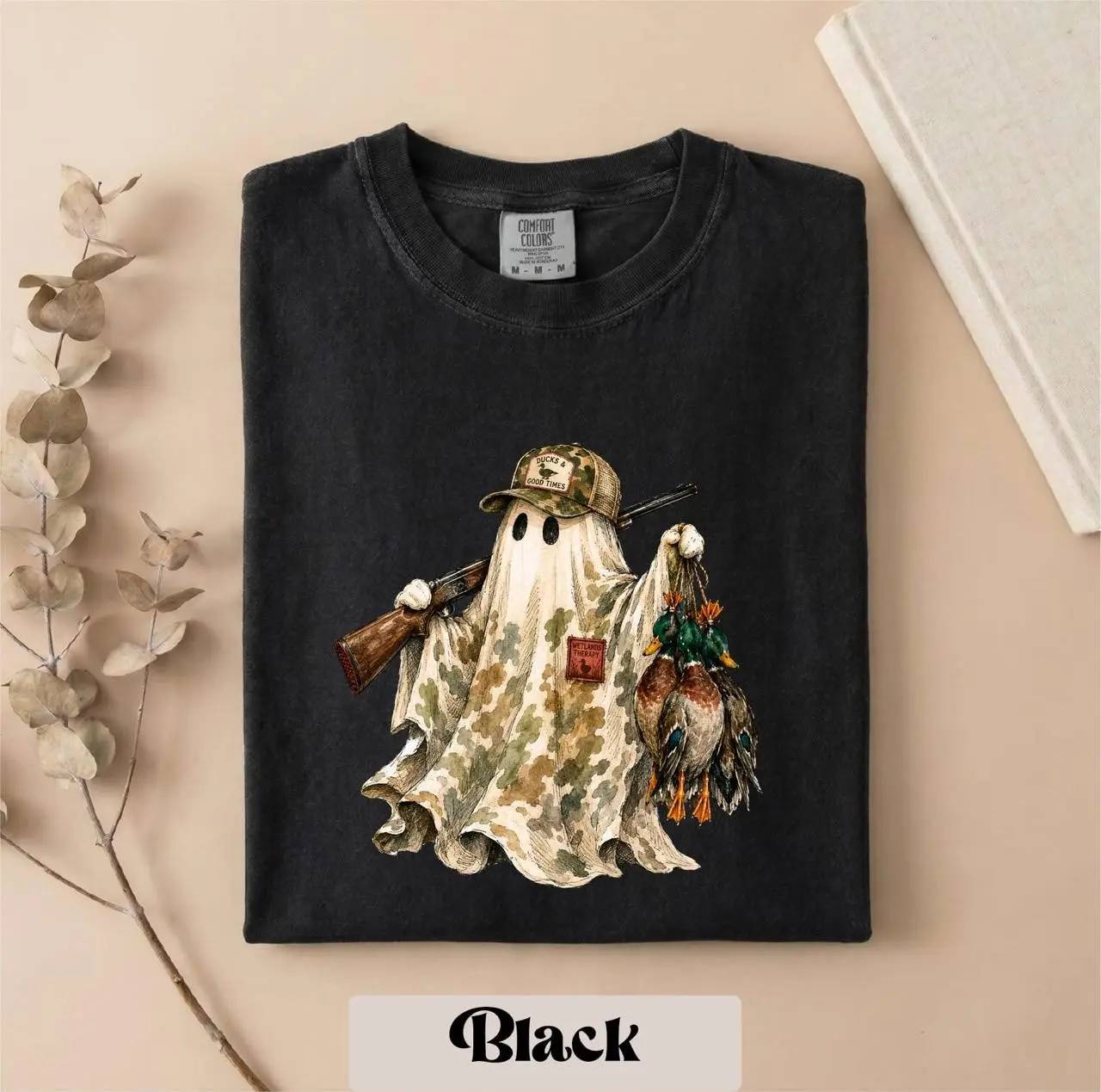 Comfort Colors Ghost Hunter Halloween Sweatshirt, Spooky Season Fall Vibes Crewneck, Camping Duck Gift - photo 3