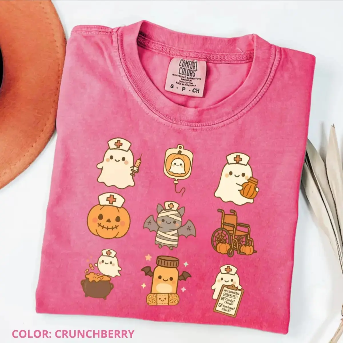 Comfort Colors Ghost Nurse Halloween Shirt, Spooky Boo Graphic Tee, School NICU Nursing Gift Top - photo 3