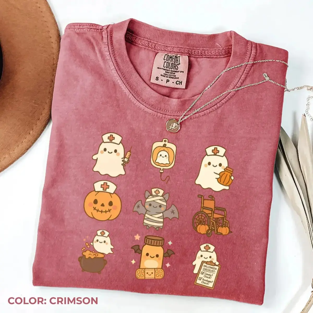 Comfort Colors Ghost Nurse Halloween Shirt, Spooky Boo Graphic Tee, School NICU Nursing Gift Top - photo 5