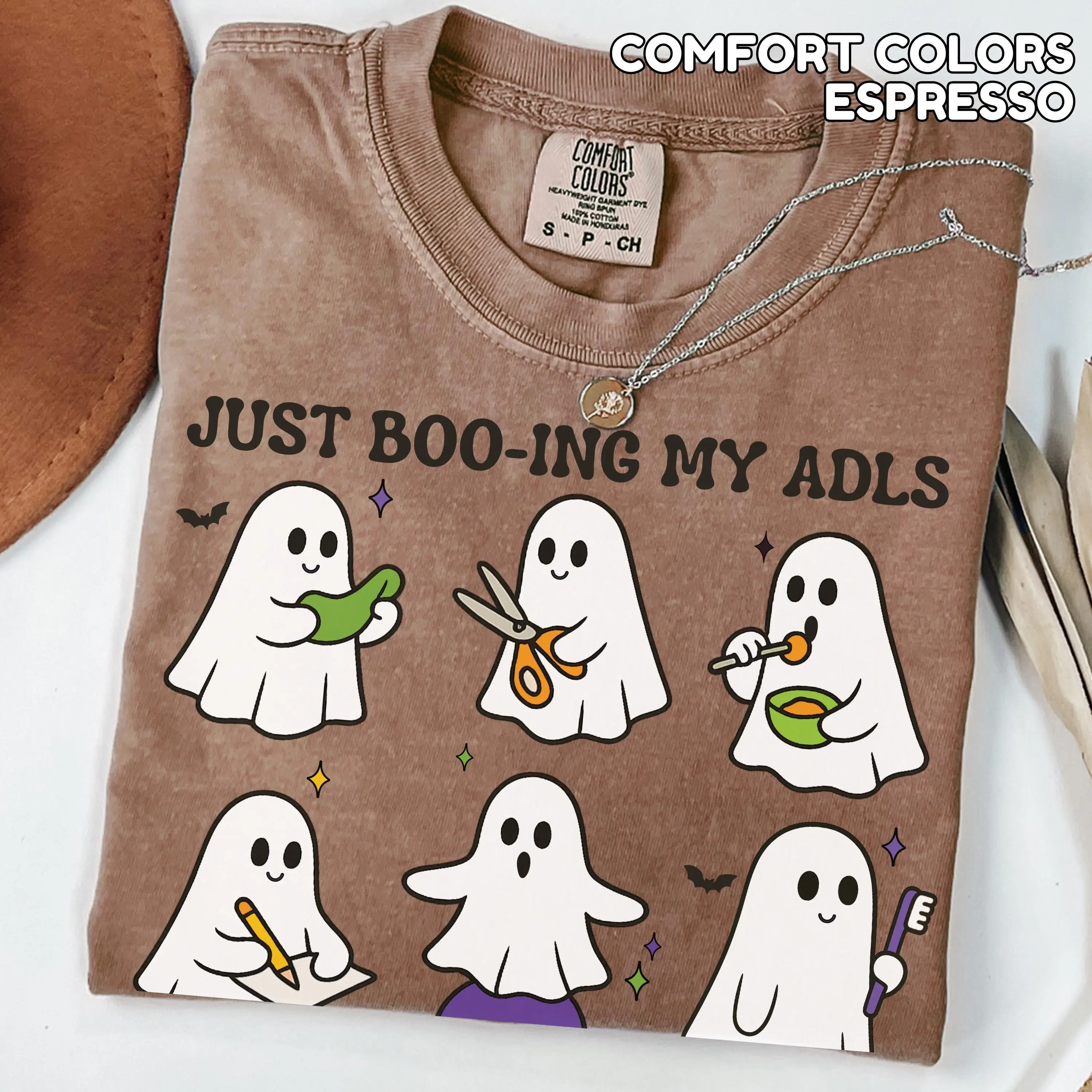 Comfort Colors Ghost Occupational Therapy Shirt, Spooky Halloween OT Graphic Tee, Fall Therapist Gift - photo 2