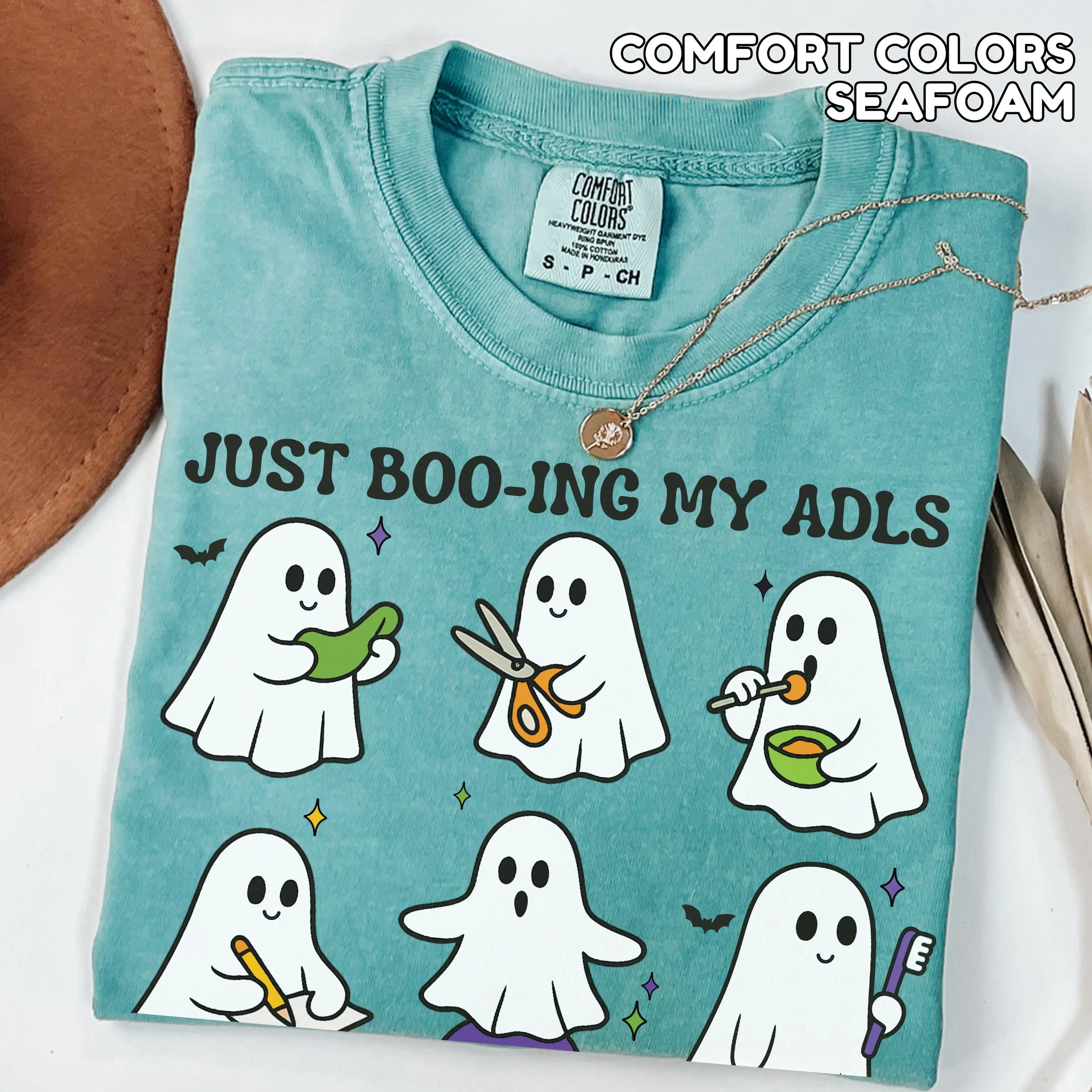 Comfort Colors Ghost Occupational Therapy Shirt, Spooky Halloween OT Graphic Tee, Fall Therapist Gift - photo 3