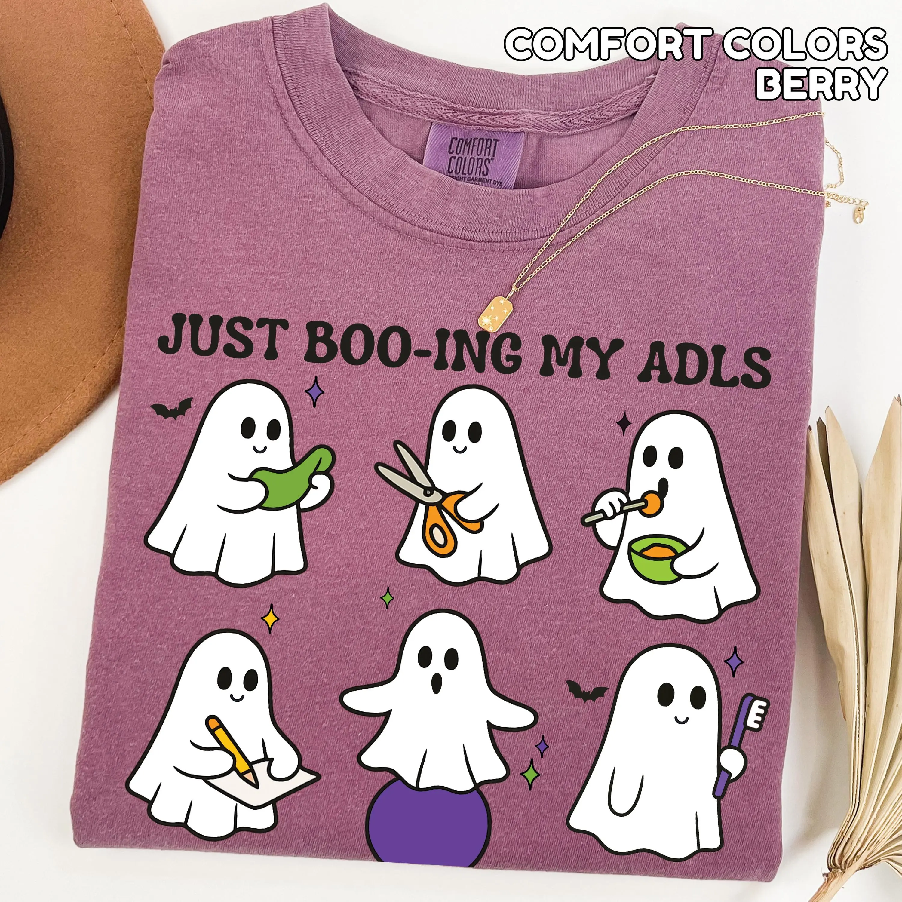 Comfort Colors Ghost Occupational Therapy Shirt, Spooky Halloween OT Graphic Tee, Fall Therapist Gift - photo 5