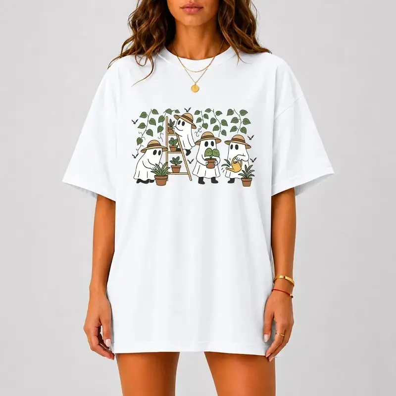 Comfort Colors Ghost Plant Lover Shirt, Cute Gardening Houseplant Graphic Tee, Cottagecore Halloween Top - photo 2
