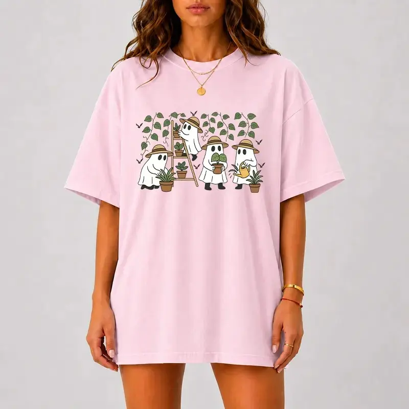 Comfort Colors Ghost Plant Lover Shirt, Cute Gardening Houseplant Graphic Tee, Cottagecore Halloween Top - photo 3