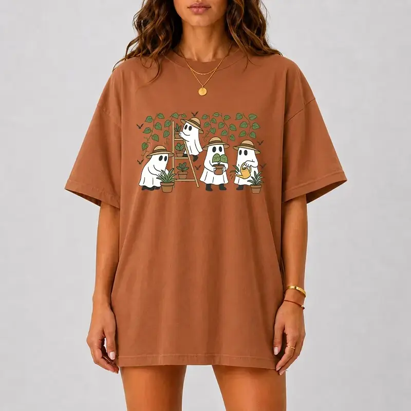 Comfort Colors Ghost Plant Lover Shirt, Cute Gardening Houseplant Graphic Tee, Cottagecore Halloween Top - photo 4