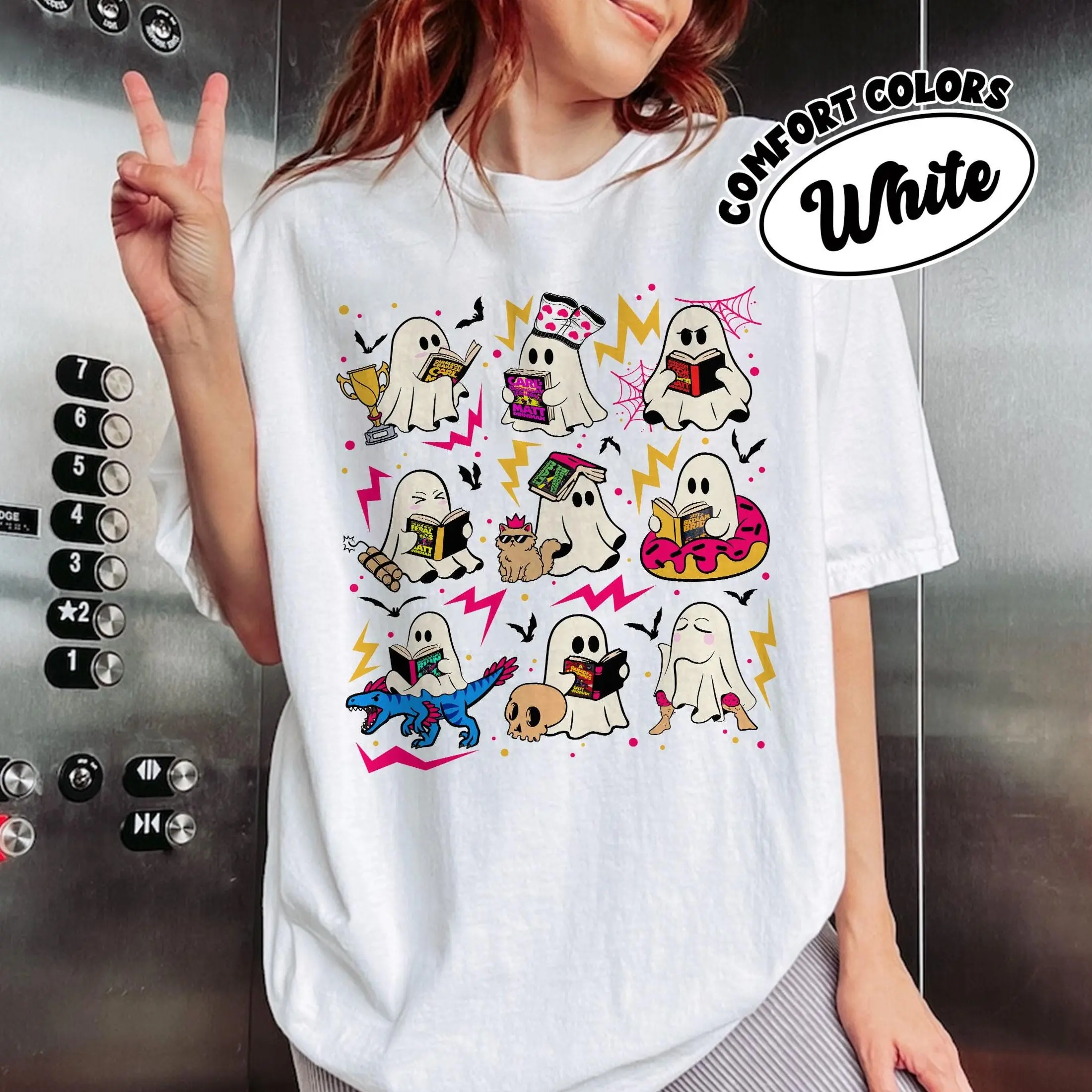 Comfort Colors Ghost Reading Dungeon Crawler Carl Shirt, Funny Spooky Princess Donut Tee, Cute Fall Bookish Top - photo 3