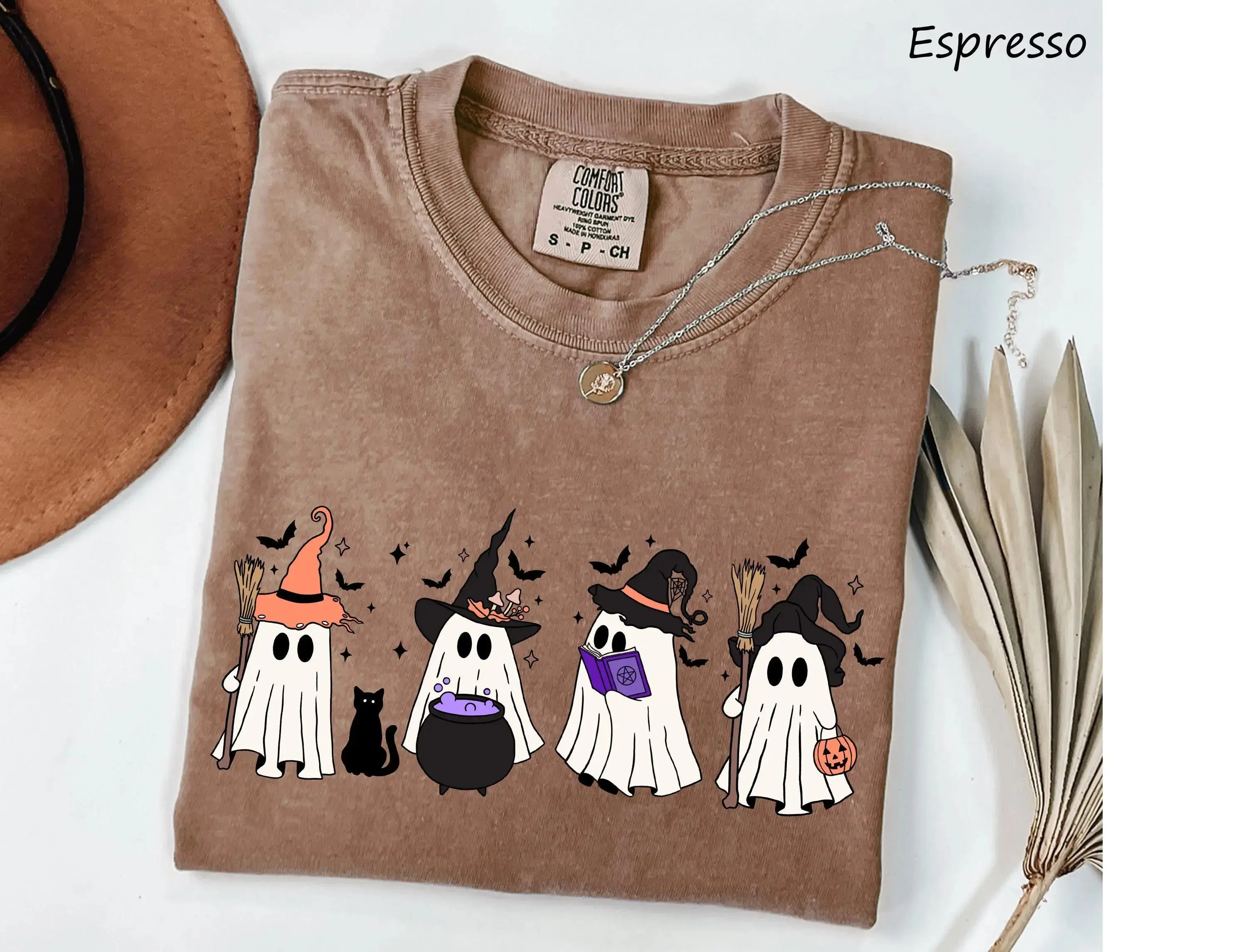 Comfort Colors Ghost Witch Halloween Shirt for Women, Funny Cute Fall Spooky Season Graphic Tee - photo 4
