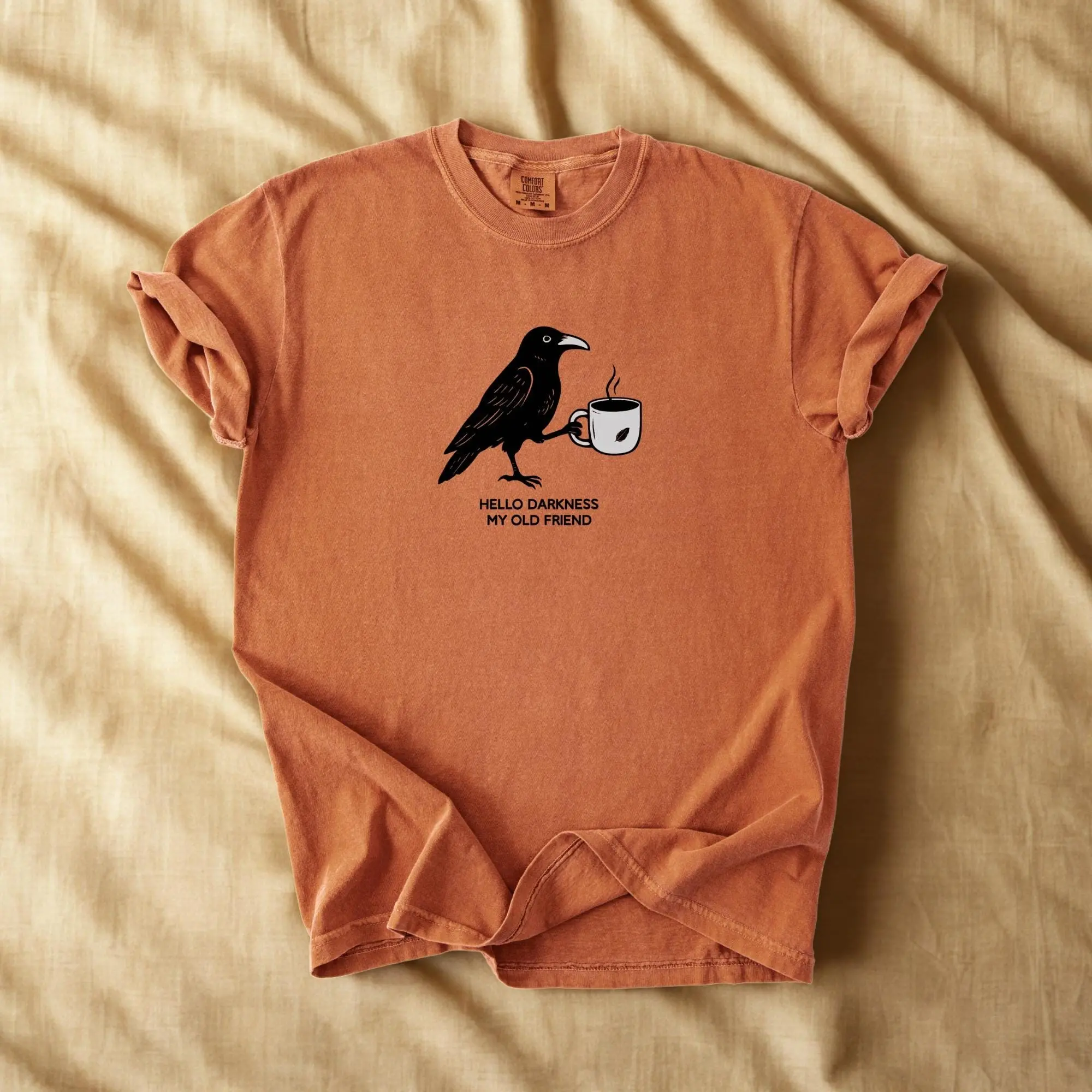 Comfort Colors Raven Crow Coffee Lover Shirt, Halloween Fall Oversized Graphic Tee Gift - photo 2