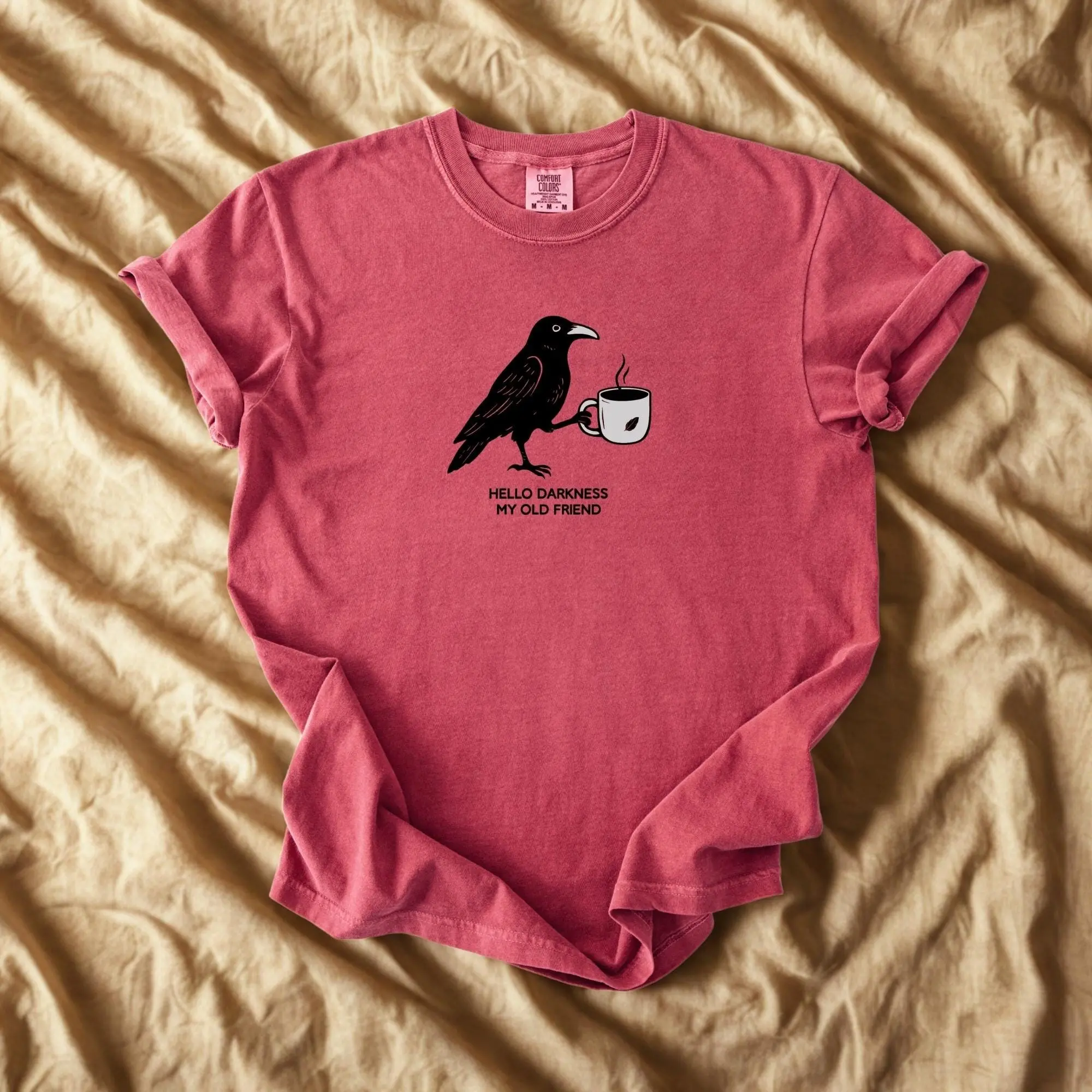 Comfort Colors Raven Crow Coffee Lover Shirt, Halloween Fall Oversized Graphic Tee Gift - photo 4