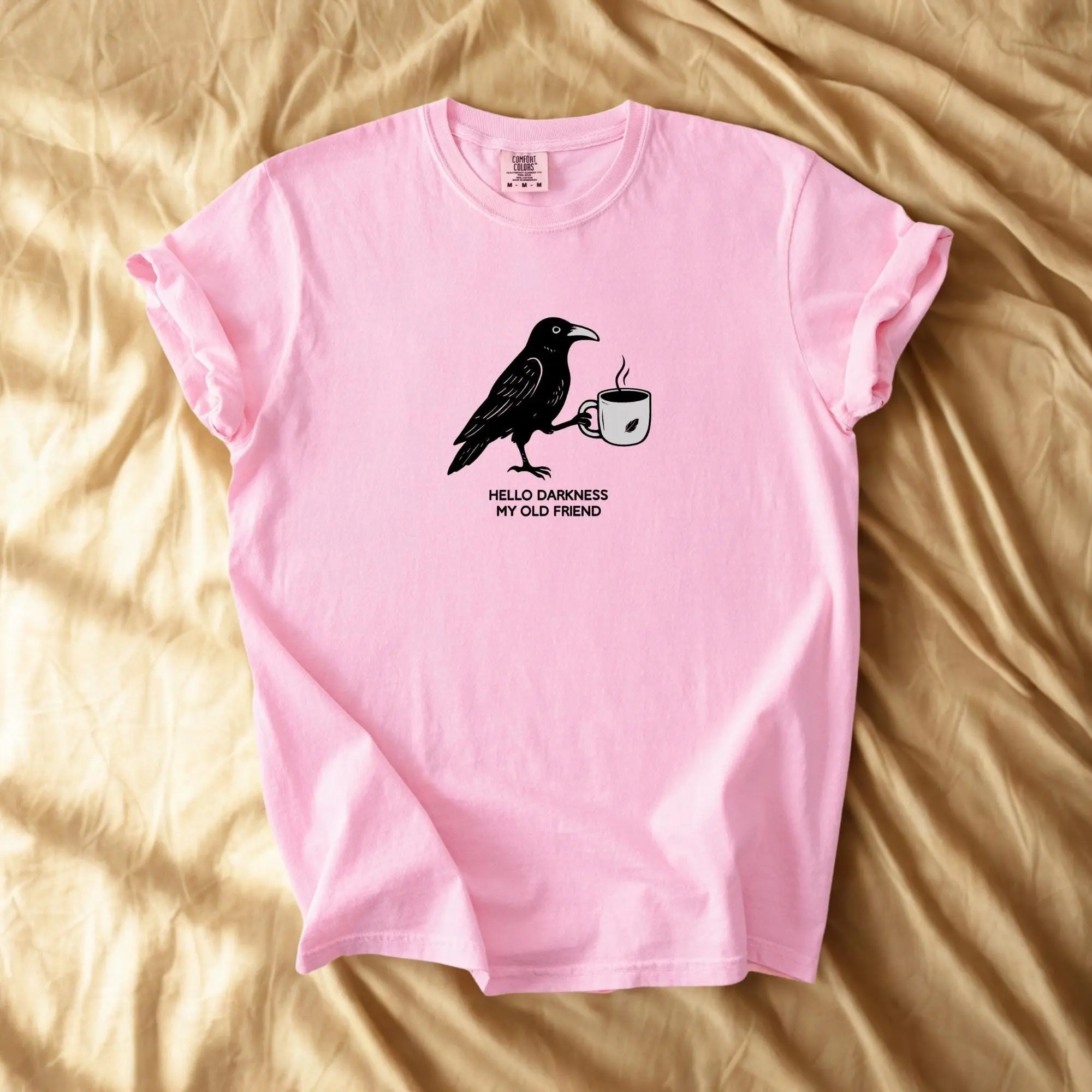 Comfort Colors Raven Crow Coffee Lover Shirt, Halloween Fall Oversized Graphic Tee Gift - photo 5
