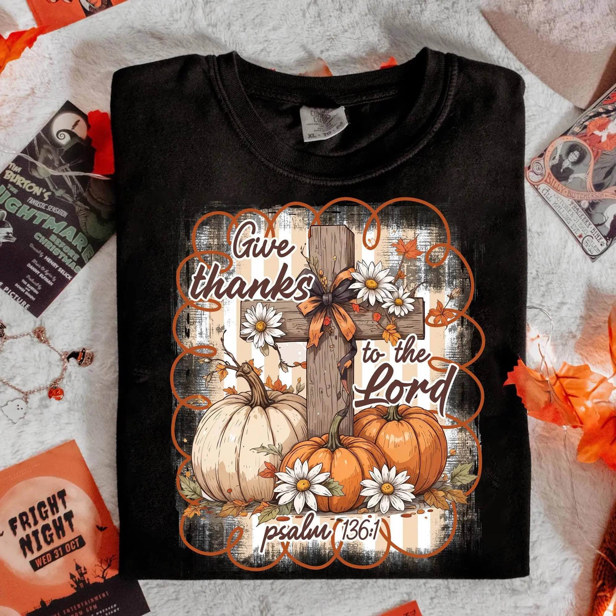 Comfort Colors Give Thanks to the Lord Shirt Women, Preppy Fall Floral T-Shirt - photo 2