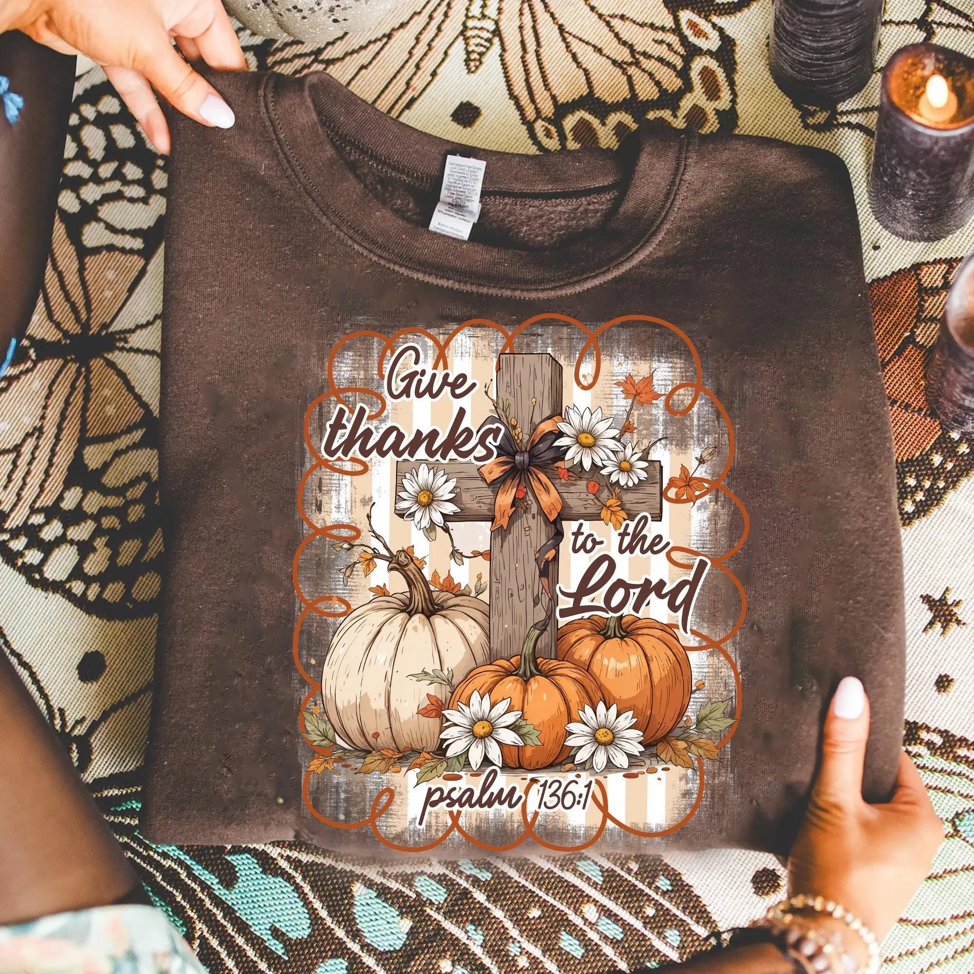 Comfort Colors Give Thanks to the Lord Shirt Women, Preppy Fall Floral T-Shirt - photo 3