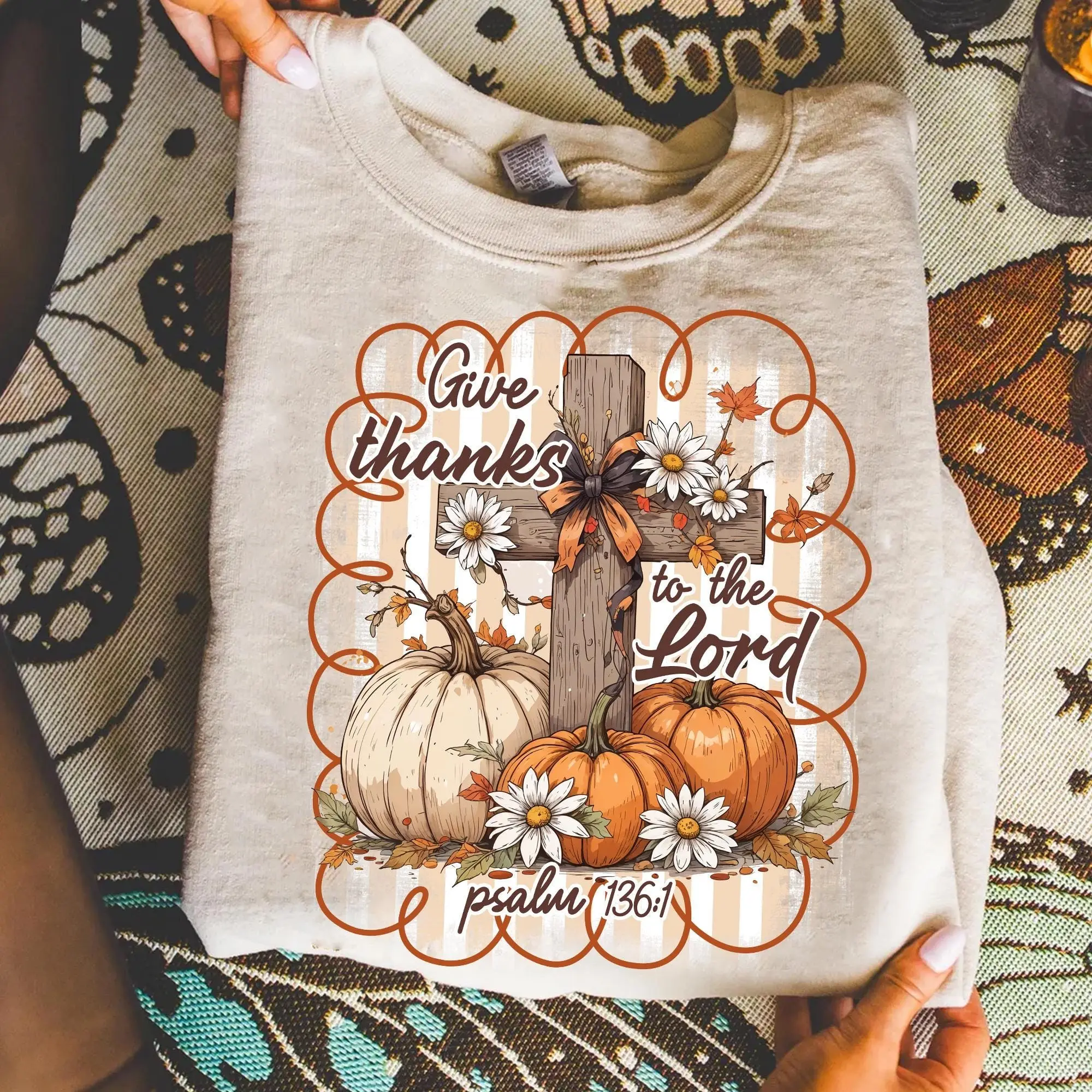 Comfort Colors Give Thanks to the Lord Shirt Women, Preppy Fall Floral T-Shirt - photo 4