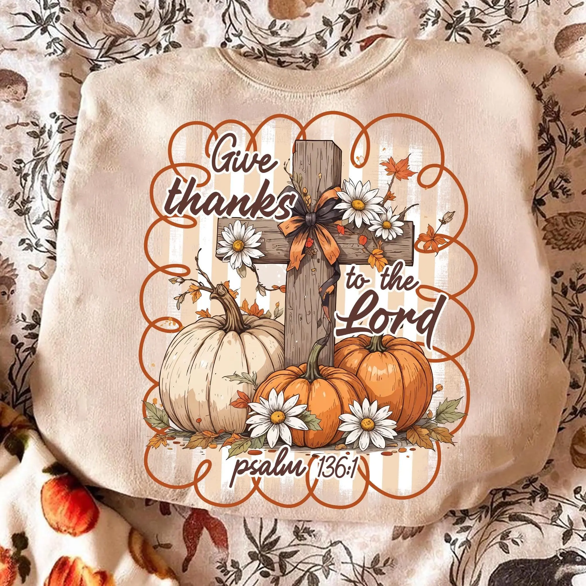 Comfort Colors Give Thanks to the Lord Shirt Women, Preppy Fall Floral T-Shirt - photo 5