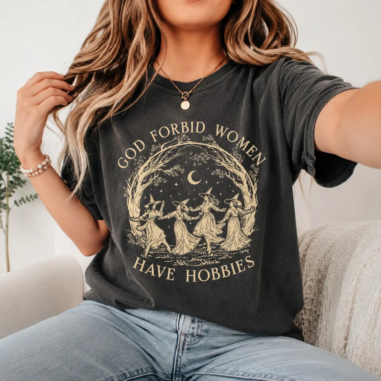 Comfort Colors God Forbid Women Have Hobbies T-Shirt, Feminist Salem Witch 1692 Halloween Shirt