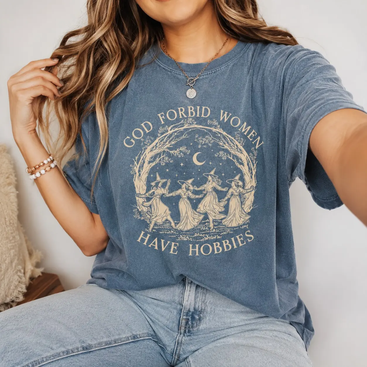 Comfort Colors God Forbid Women Have Hobbies T-Shirt, Feminist Salem Witch 1692 Halloween Shirt - photo 2