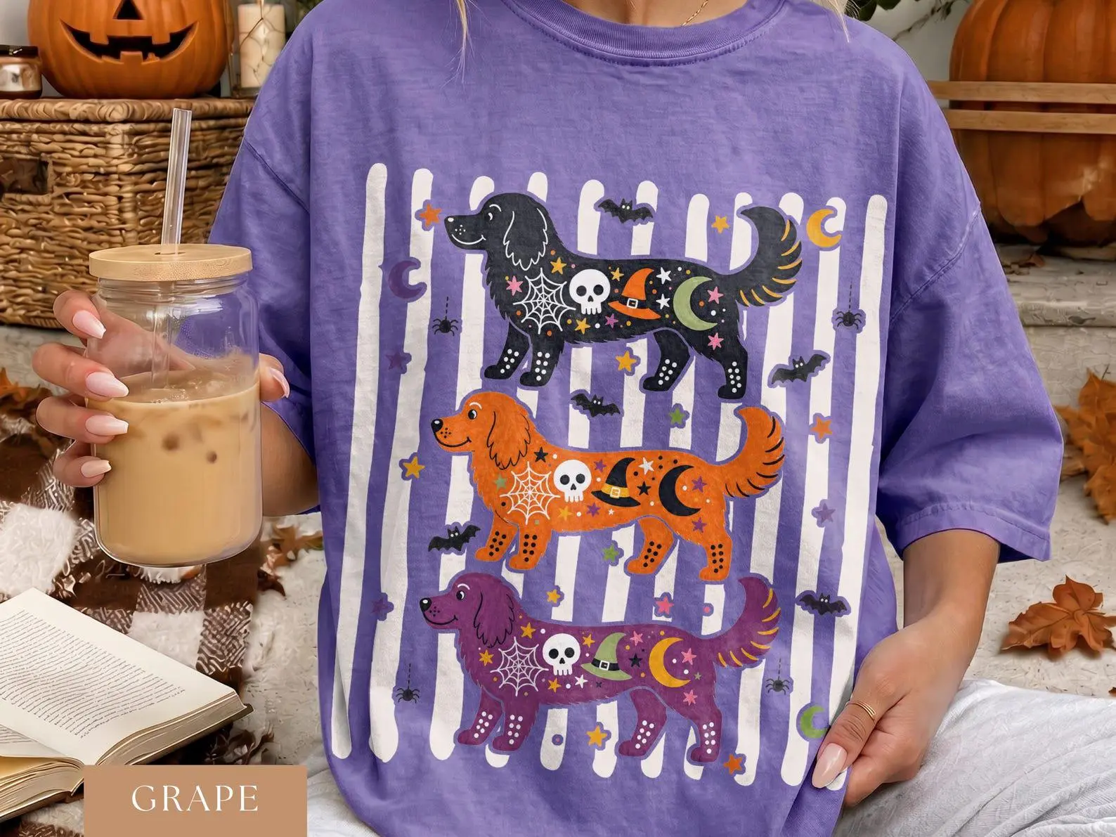 Comfort Colors Golden Retriever Halloween Sweatshirt, Vintage Spooky Dog Mom Graphic Crewneck, Fall Gift