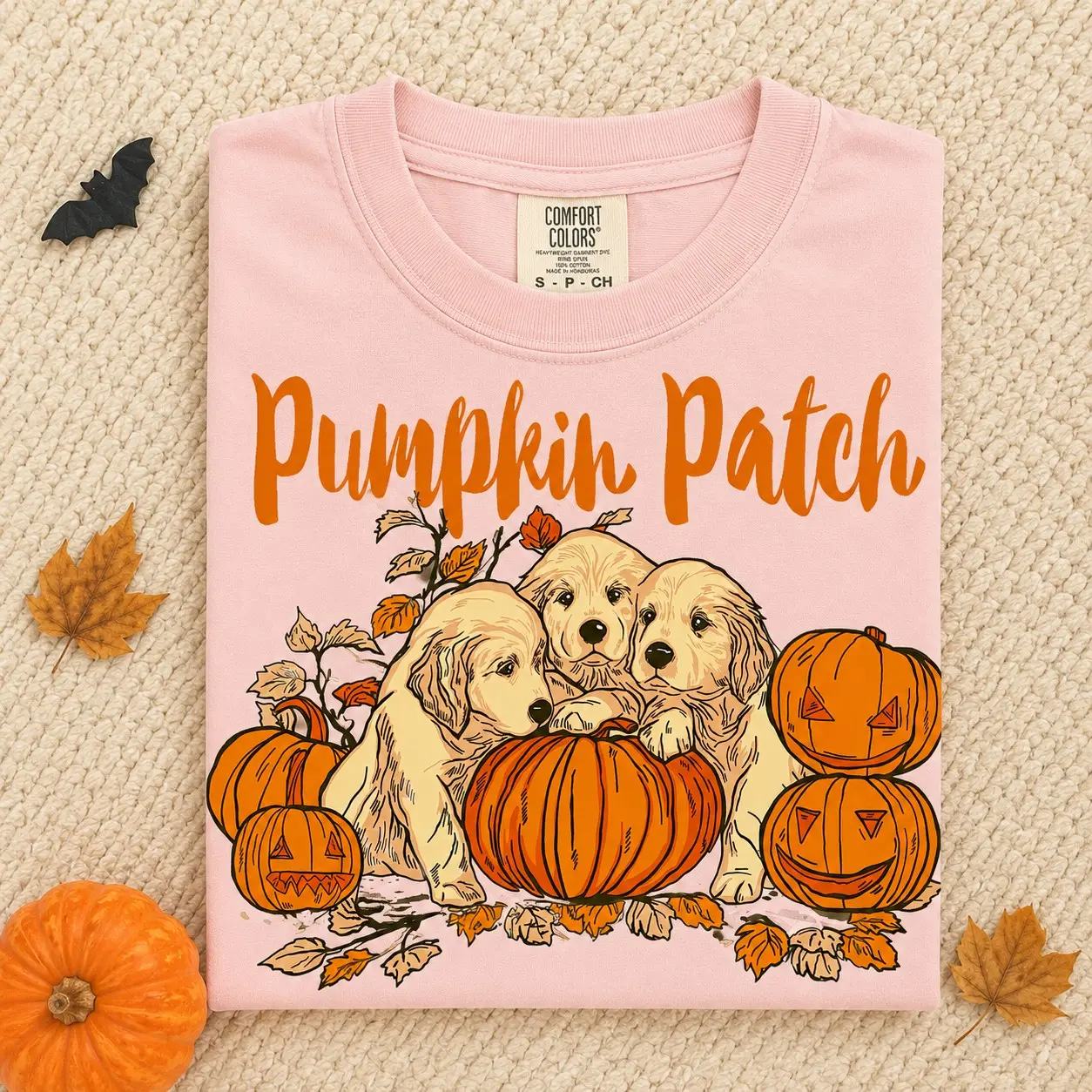 Comfort Colors Golden Retriever Pumpkin Patch Halloween T-Shirt, Dog Mom Lover Spooky Season Graphic Tee - photo 5