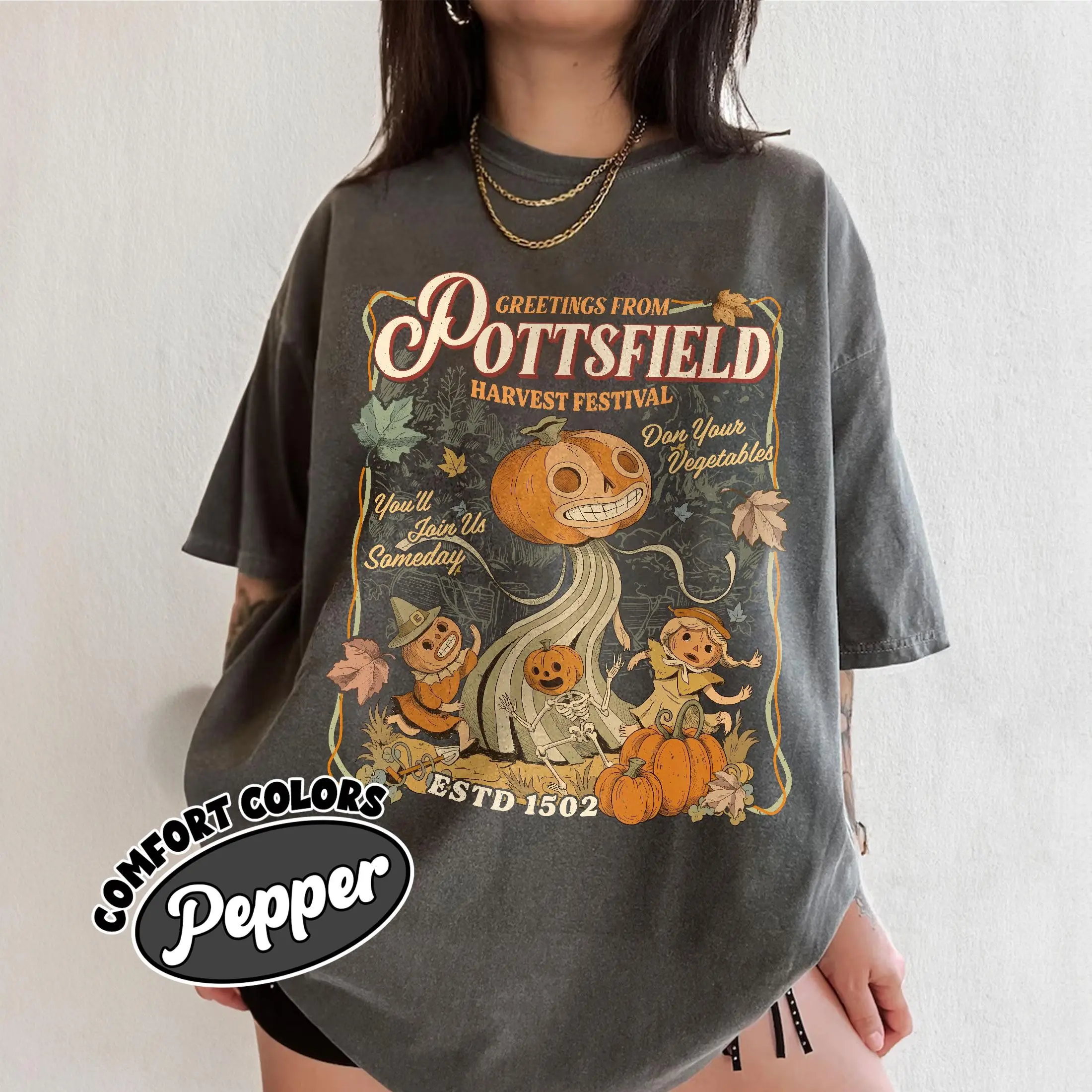 Comfort Colors Greetings From Pottsfield Harvest Festival Shirt, OTGW Inspired Halloween Tee, Vintage Pumpkin T-Shirt