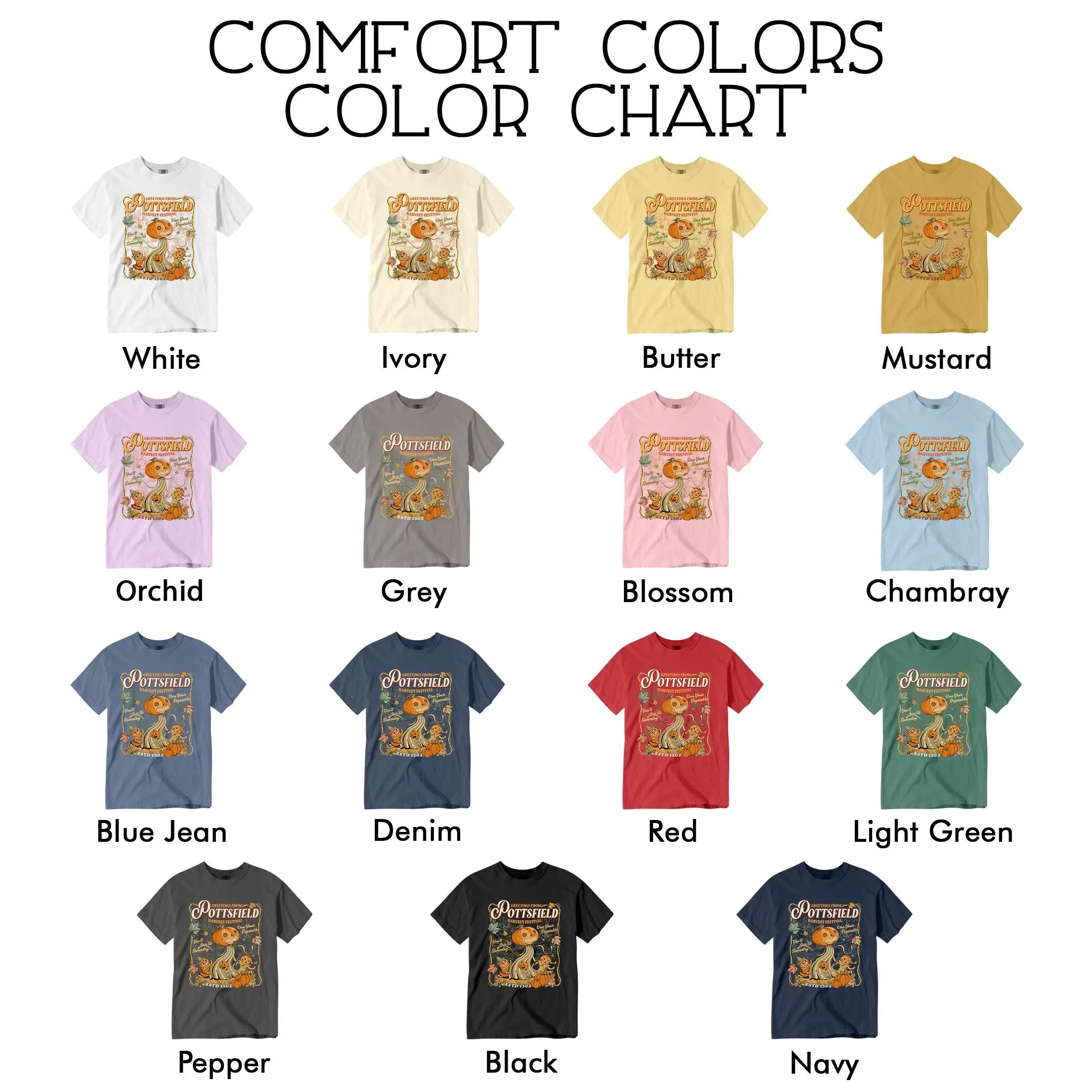 Comfort Colors Greetings From Pottsfield Harvest Festival Shirt, OTGW Inspired Halloween Tee, Vintage Pumpkin T-Shirt - photo 3