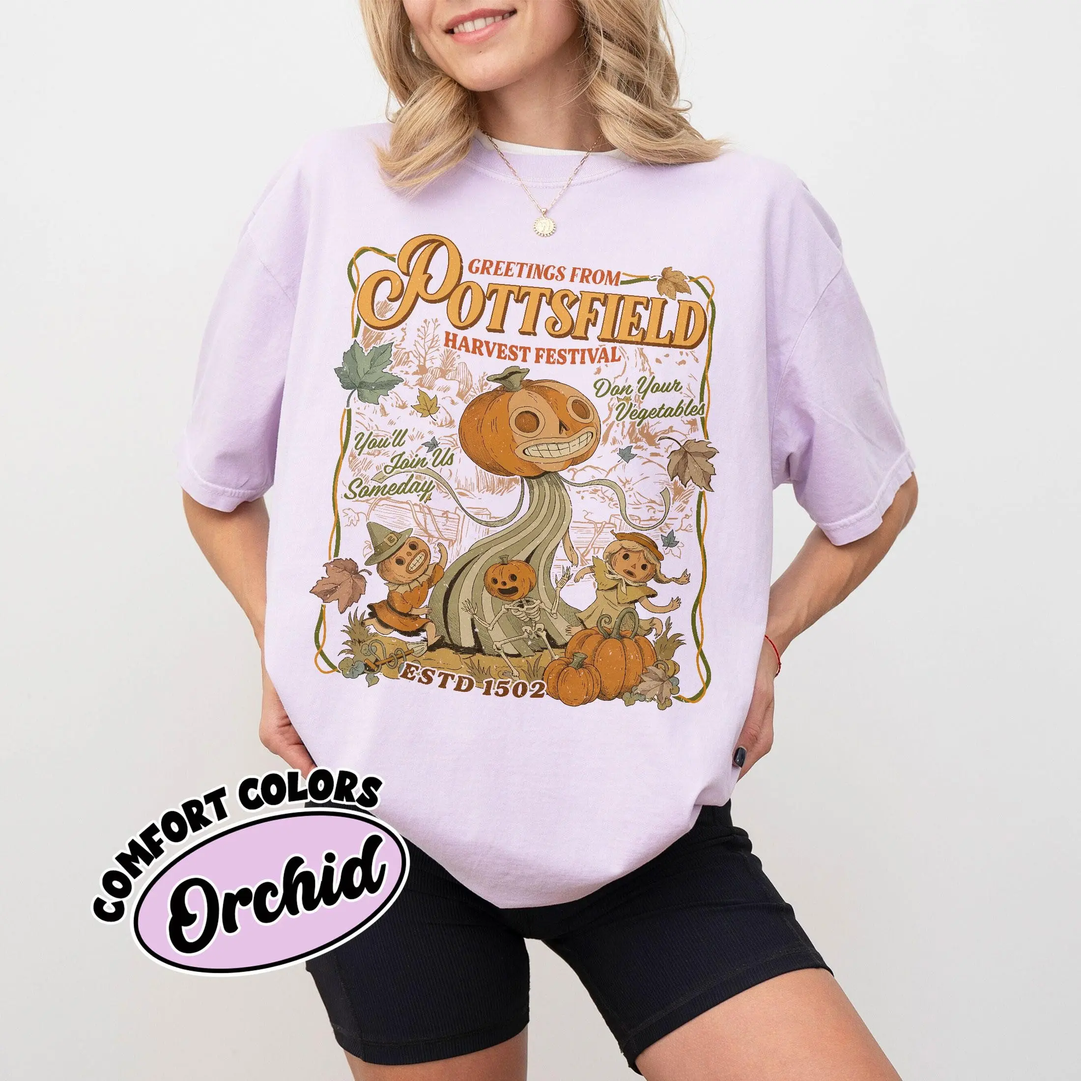 Comfort Colors Greetings From Pottsfield Harvest Festival Shirt, OTGW Inspired Halloween Tee, Vintage Pumpkin T-Shirt - photo 4