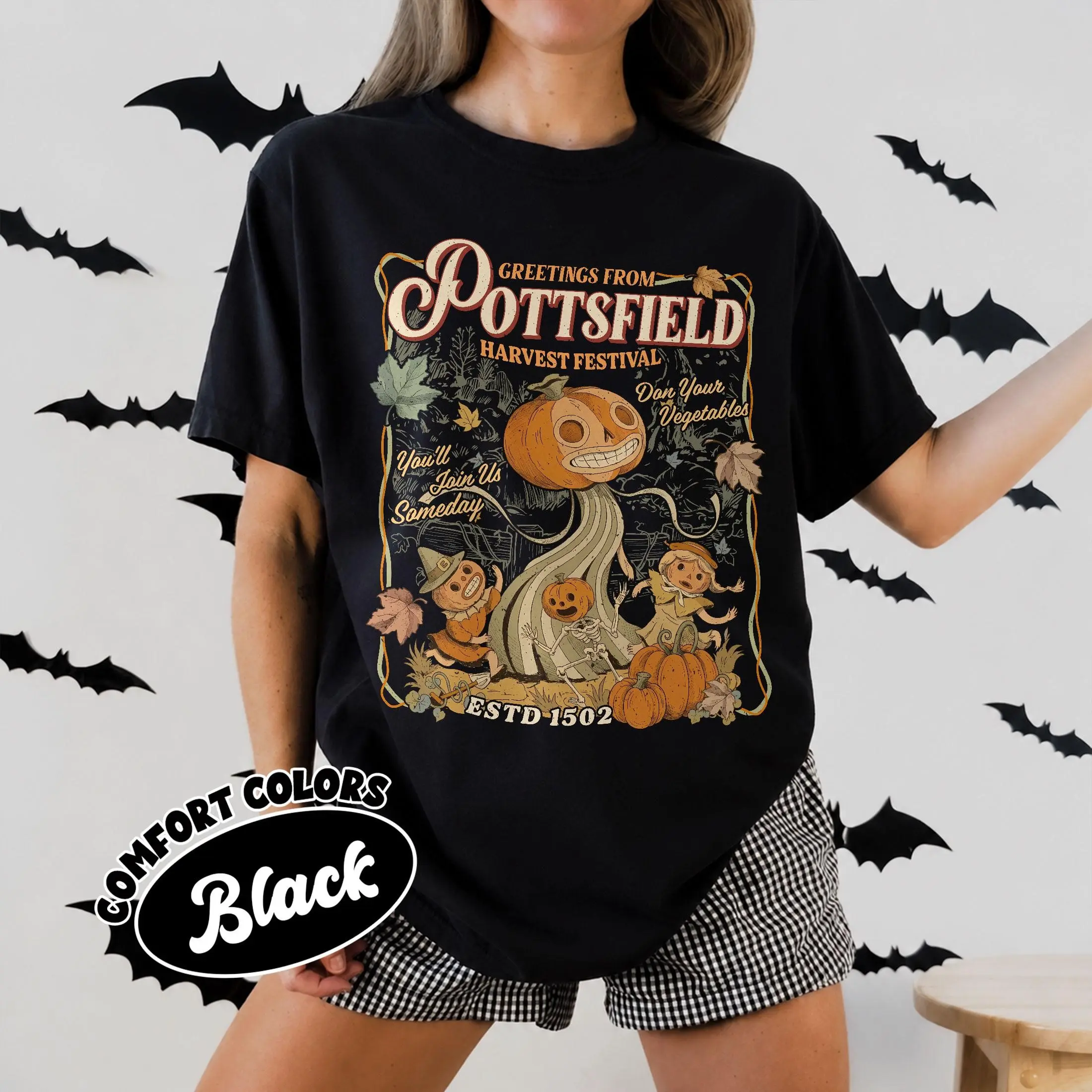 Comfort Colors Greetings From Pottsfield Harvest Festival Shirt, OTGW Inspired Halloween Tee, Vintage Pumpkin T-Shirt - photo 5