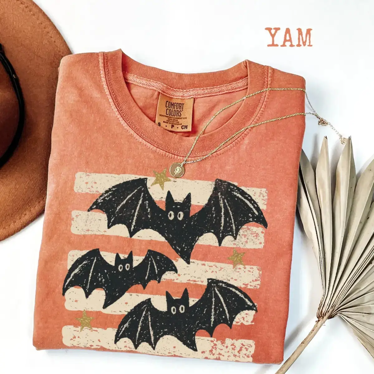 Comfort Colors Halloween Bats Stripes Shirt, Distressed Vintage Spooky Season Trendy Fall Mom Tee - photo 3