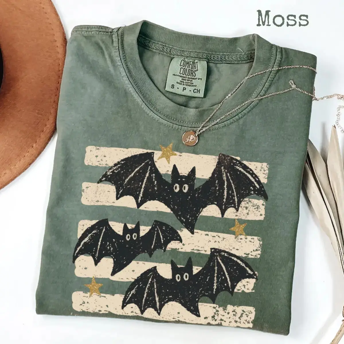 Comfort Colors Halloween Bats Stripes Shirt, Distressed Vintage Spooky Season Trendy Fall Mom Tee - photo 4
