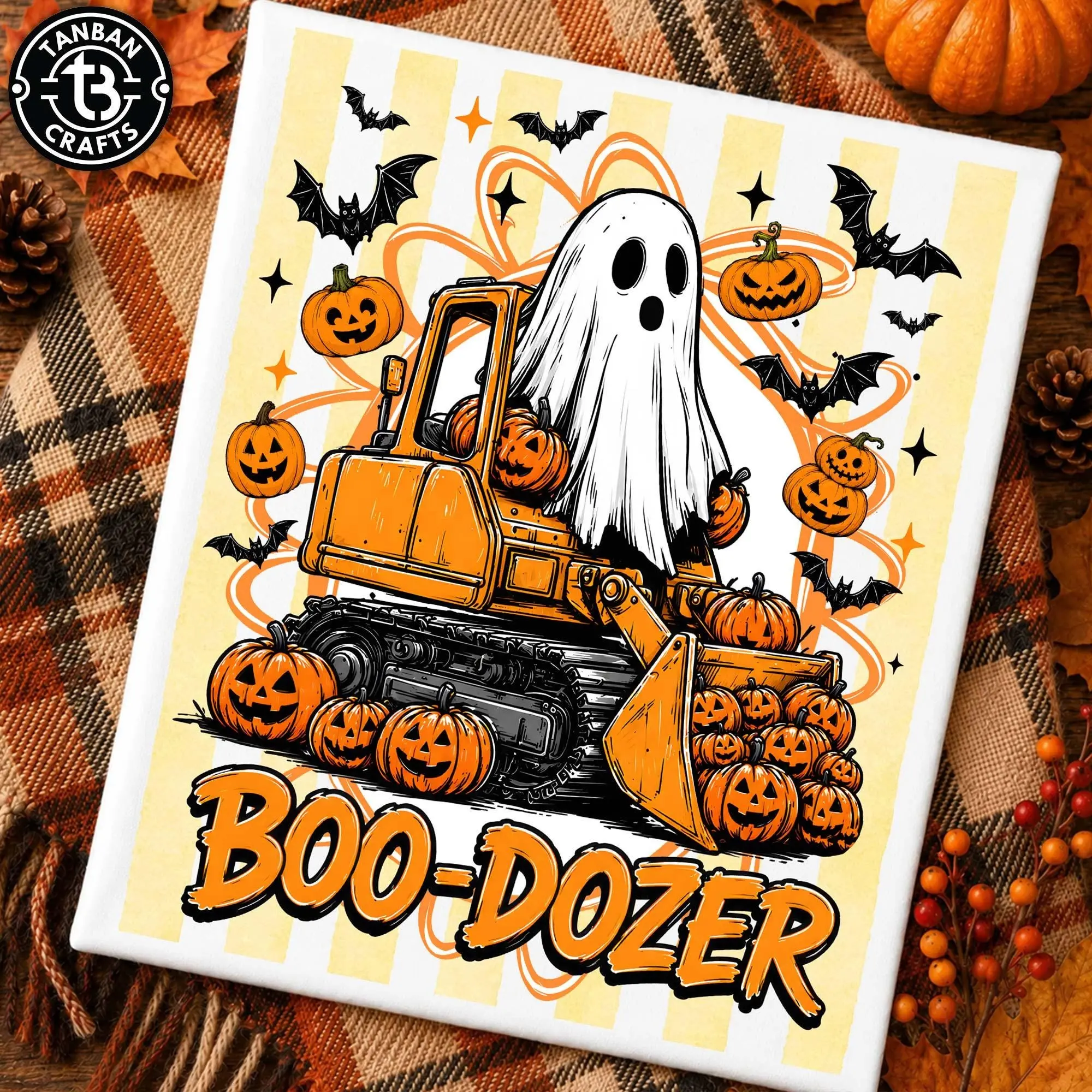 Comfort Colors Boo Dozer Halloween Shirt, Cute Ghost Bulldozer Funny Kids Spooky Season Graphic Tee