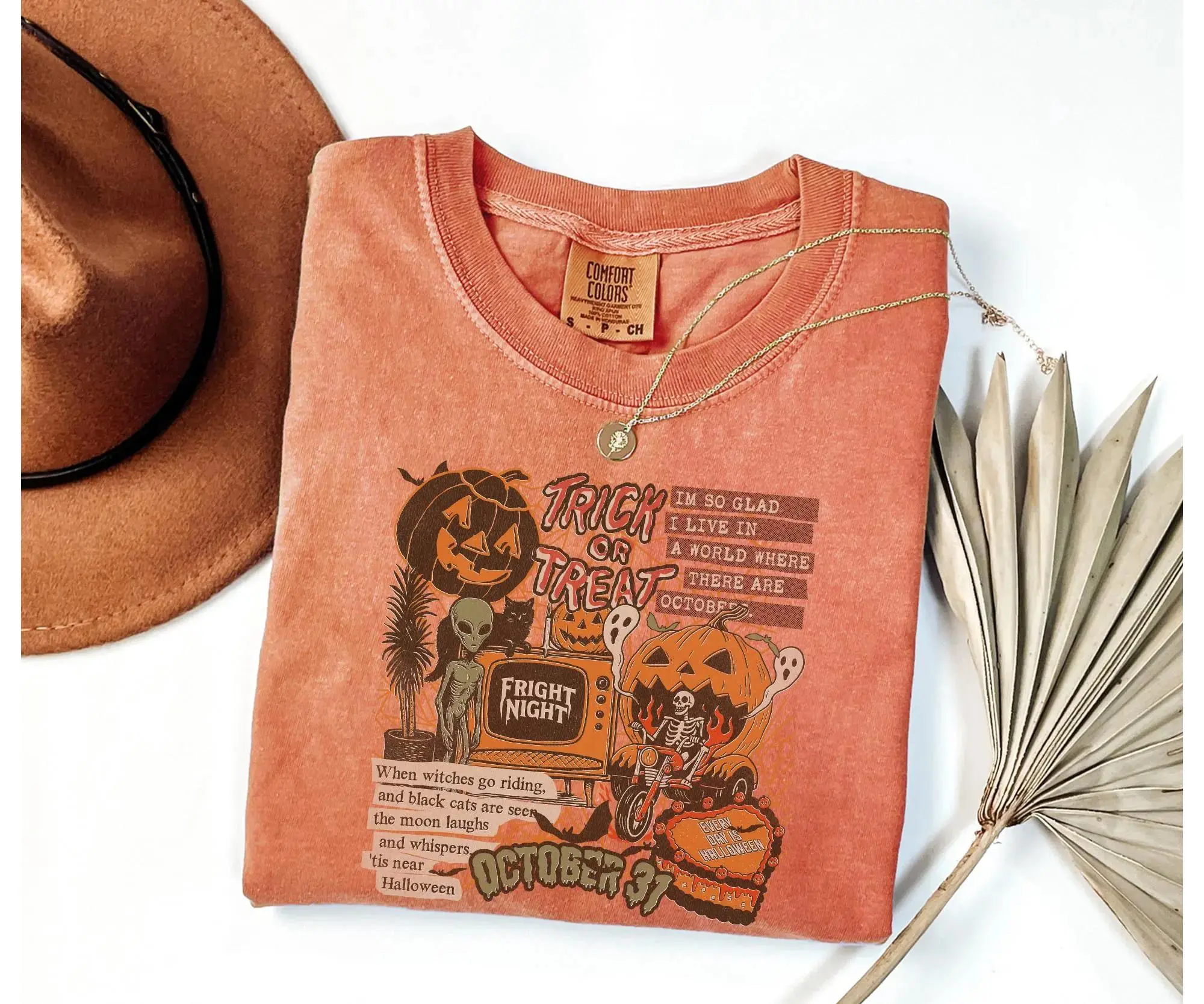 Comfort Colors Halloween Collage Shirt, Retro Spooky Ghost Graphic Tee, Cute Fall Outfit Gift - photo 2
