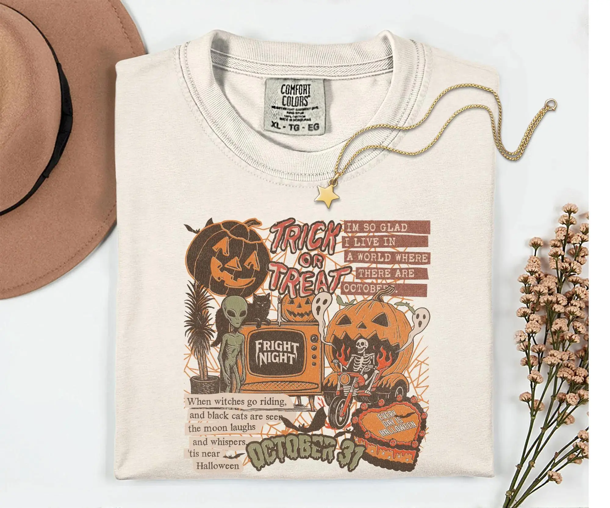 Comfort Colors Halloween Collage Shirt, Retro Spooky Ghost Graphic Tee, Cute Fall Outfit Gift - photo 4