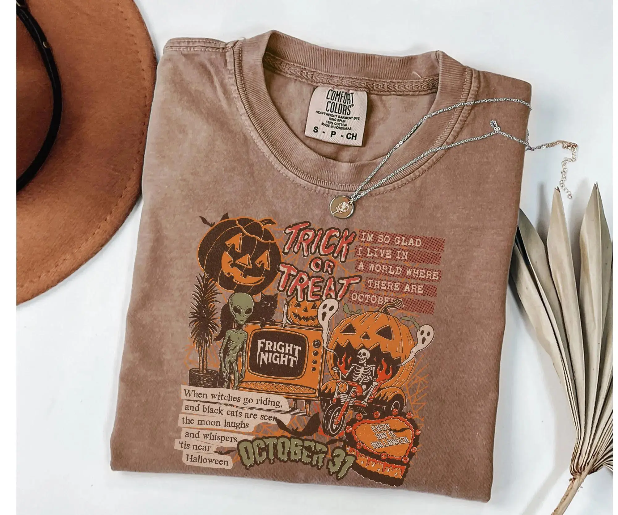 Comfort Colors Halloween Collage Shirt, Retro Spooky Ghost Graphic Tee, Cute Fall Outfit Gift - photo 5