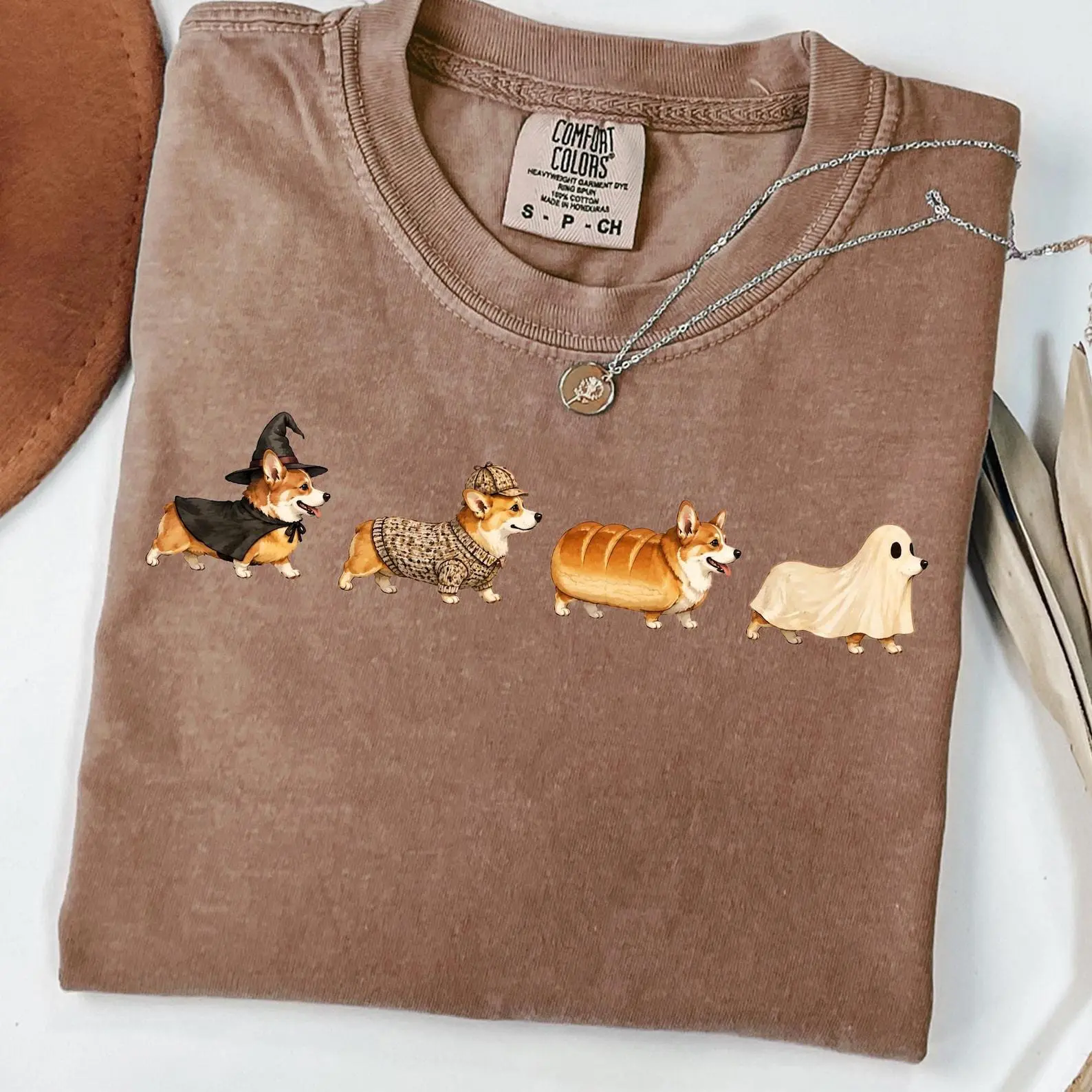 Comfort Colors Halloween Corgi Shirt, Funny Vintage Ghost Dog Tee, Cute Spooky Wiener Dog Graphic Top