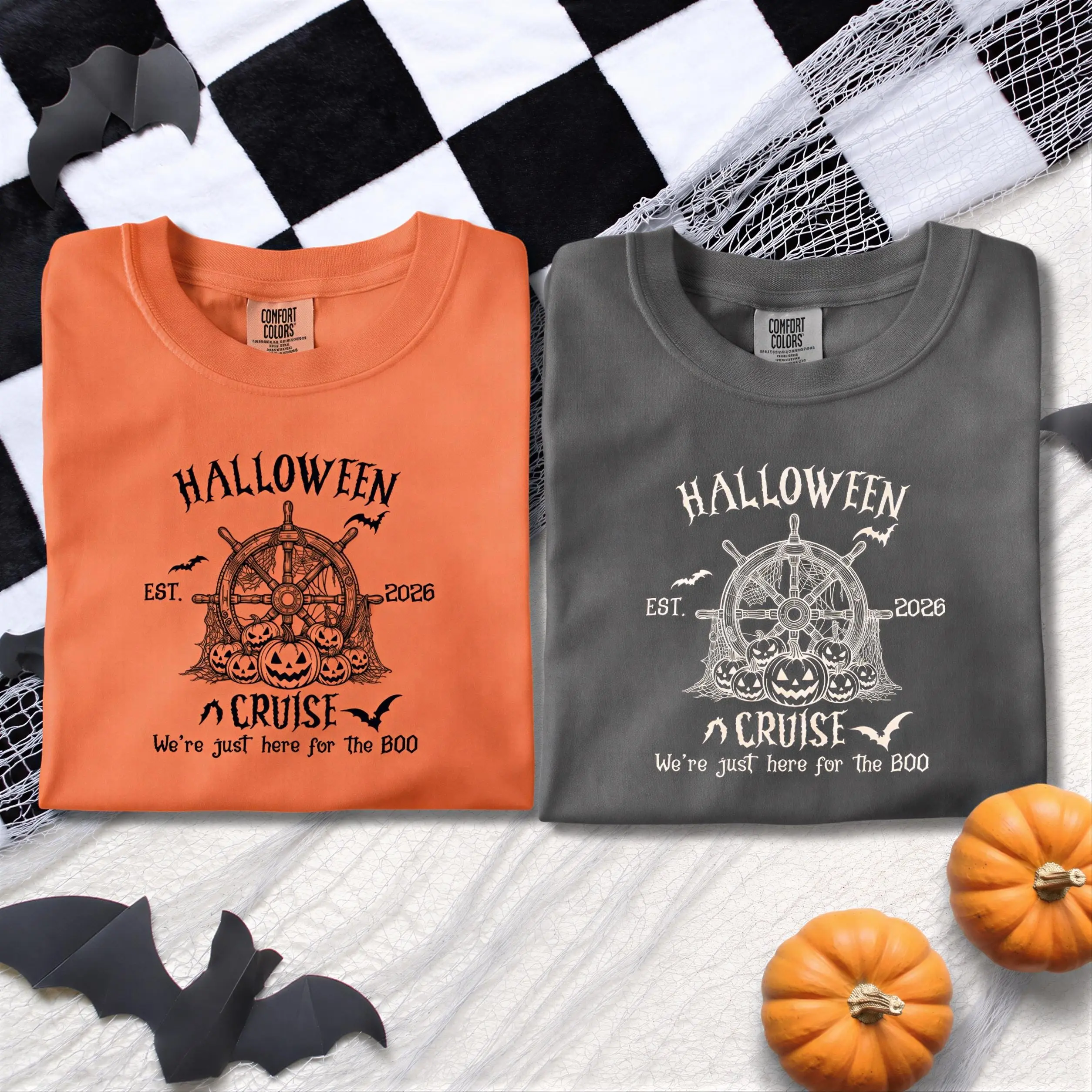 Comfort Colors Halloween Cruise Shirt, Matching Group Couples Spooky Season Graphic Tee Gift