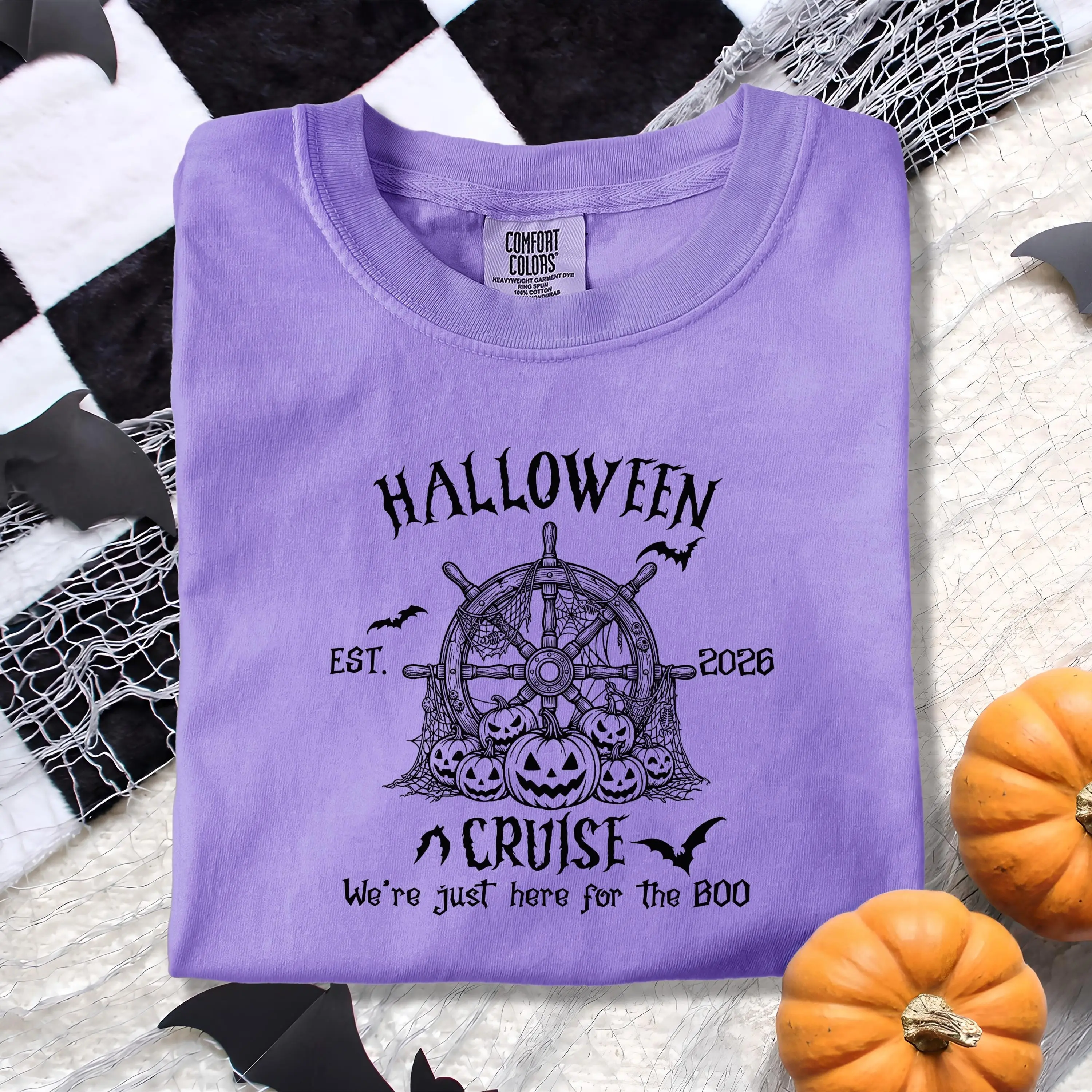 Comfort Colors Halloween Cruise Shirt, Matching Group Couples Spooky Season Graphic Tee Gift - photo 2