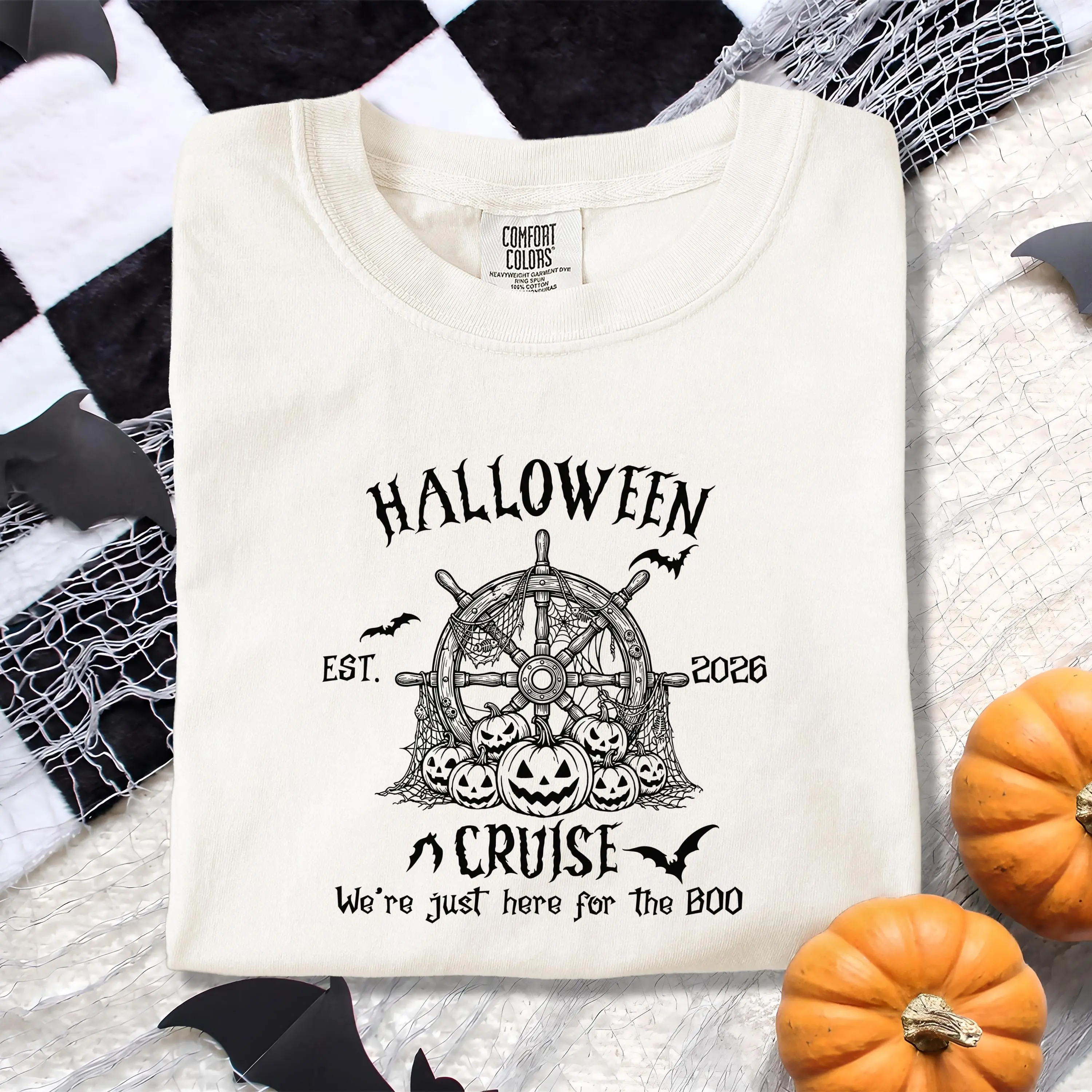 Comfort Colors Halloween Cruise Shirt, Matching Group Couples Spooky Season Graphic Tee Gift - photo 3